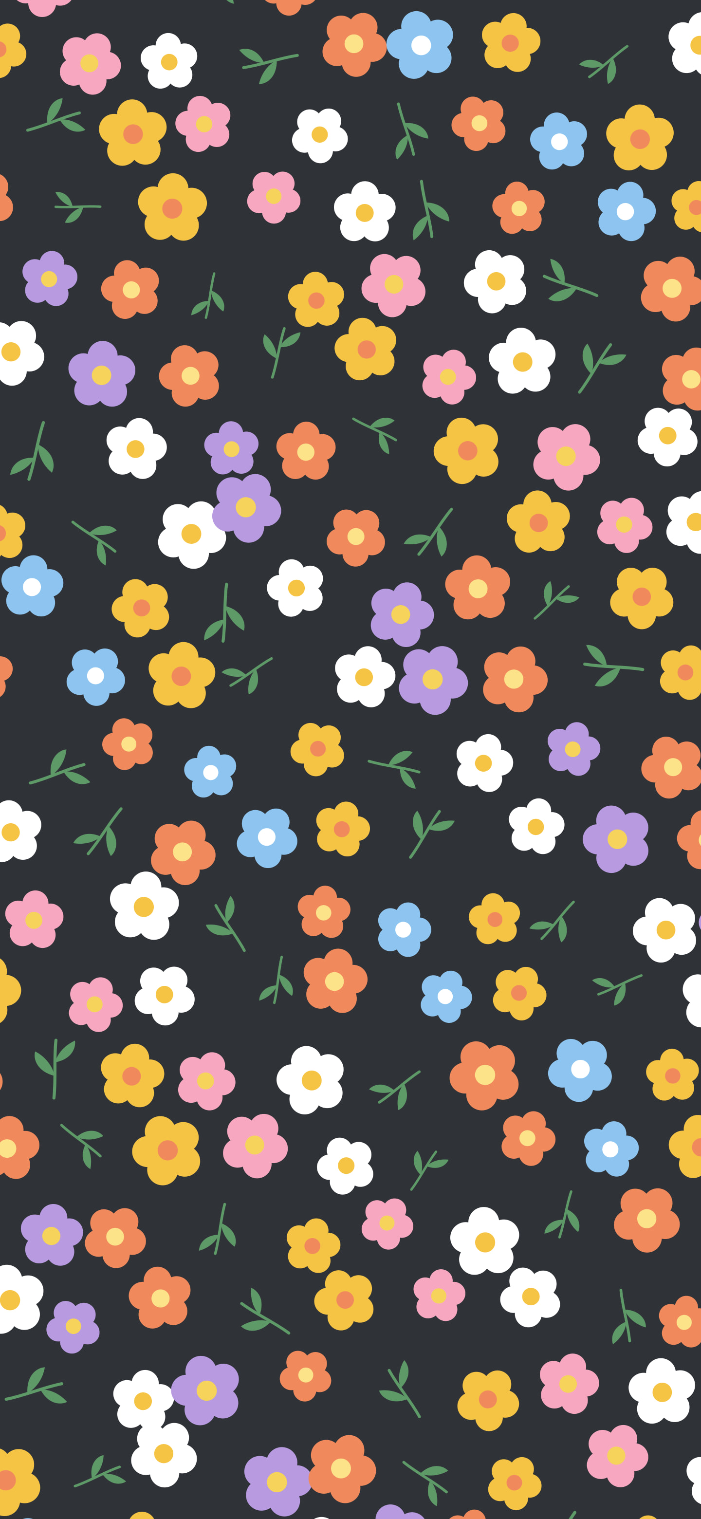 Charcoal Ditsy Floral Pattern wallpaper for iPhone and Android