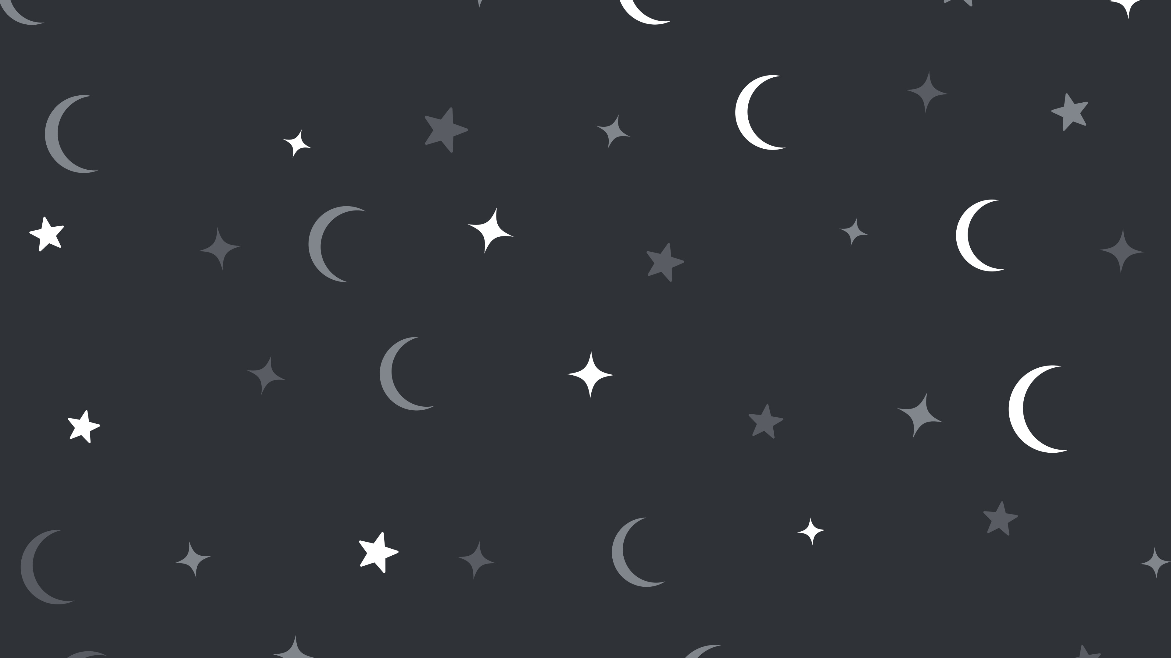 Charcoal Moon and Stars Pattern desktop wallpaper in 4K