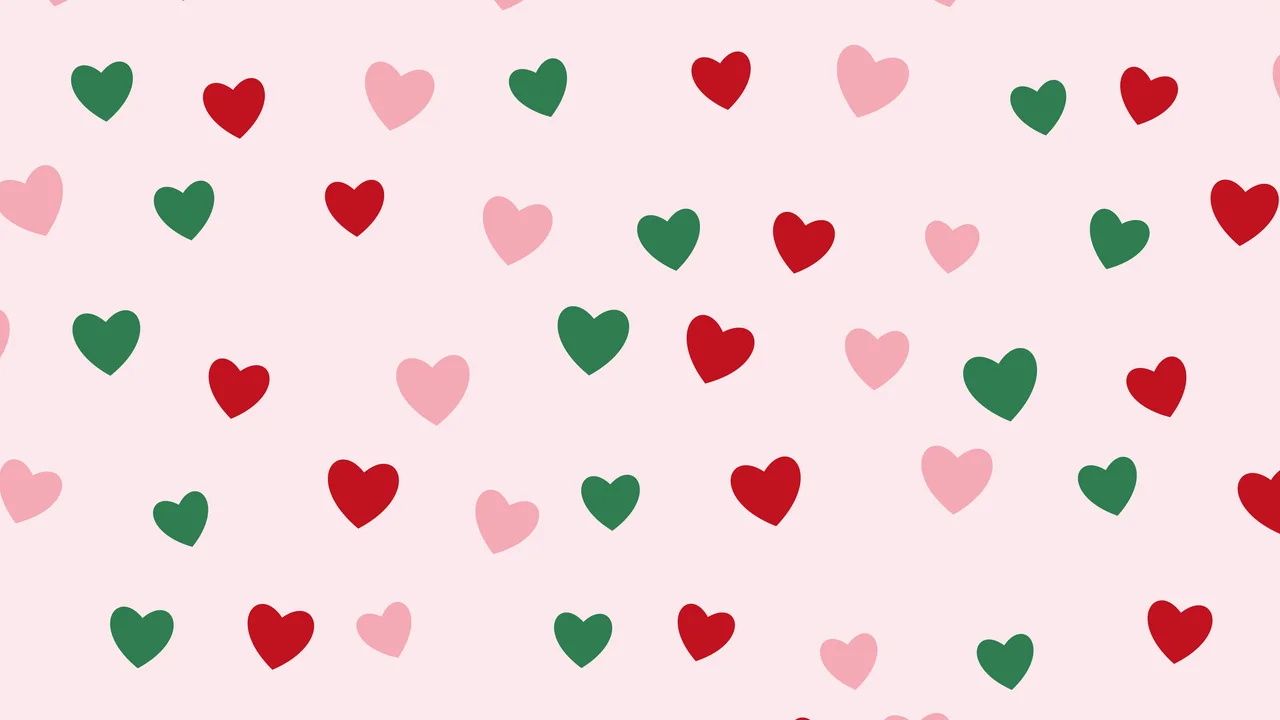 Cherry Red Heart Pattern desktop wallpaper in 4K