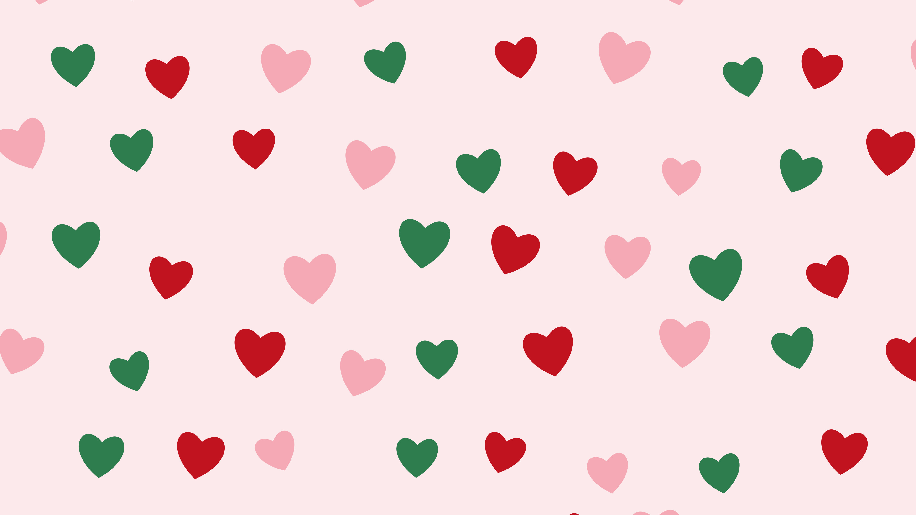 Cherry Red Heart Pattern desktop wallpaper in 4K