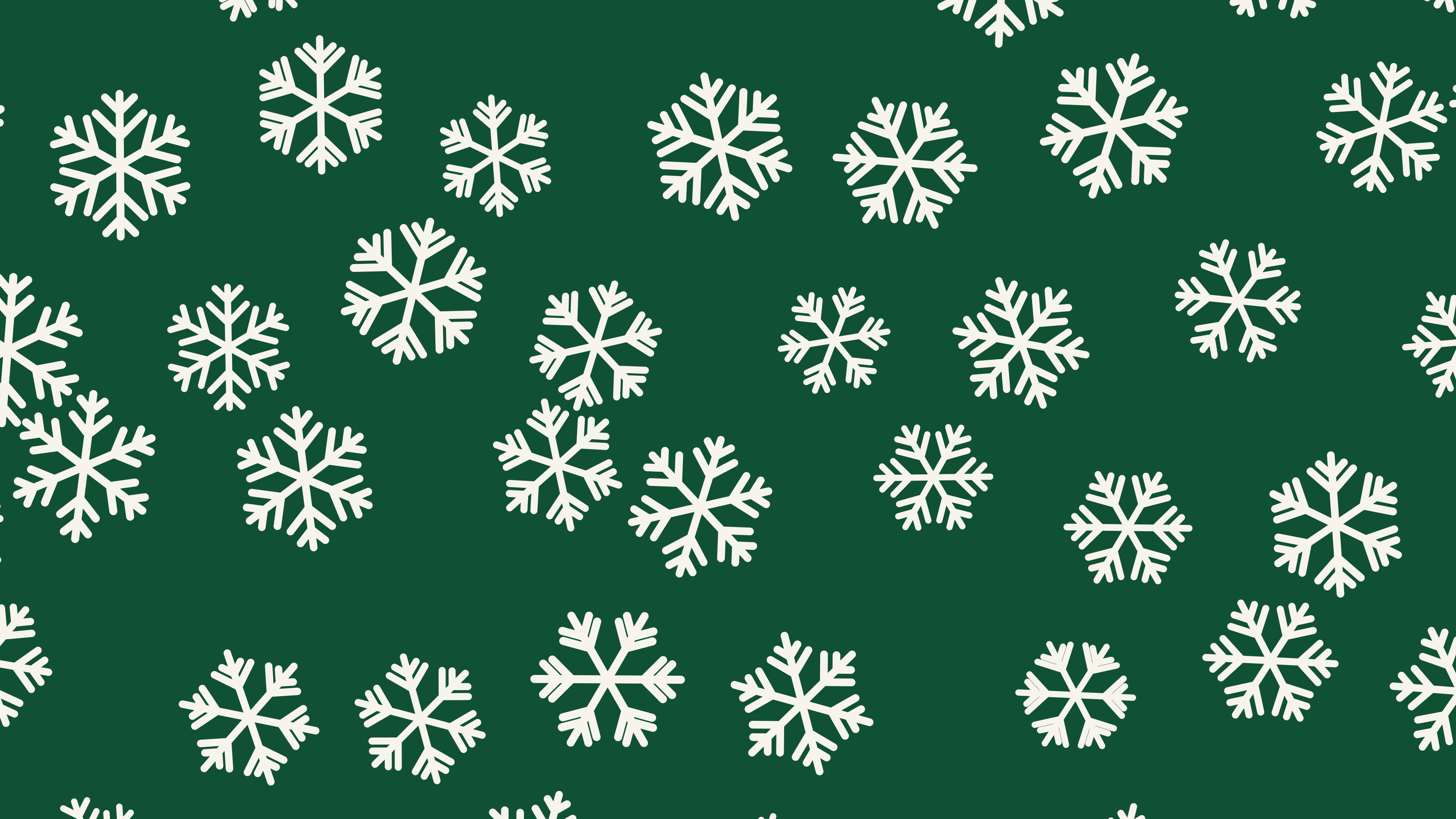 Christmas Green Snowflake Pattern desktop wallpaper in 4K