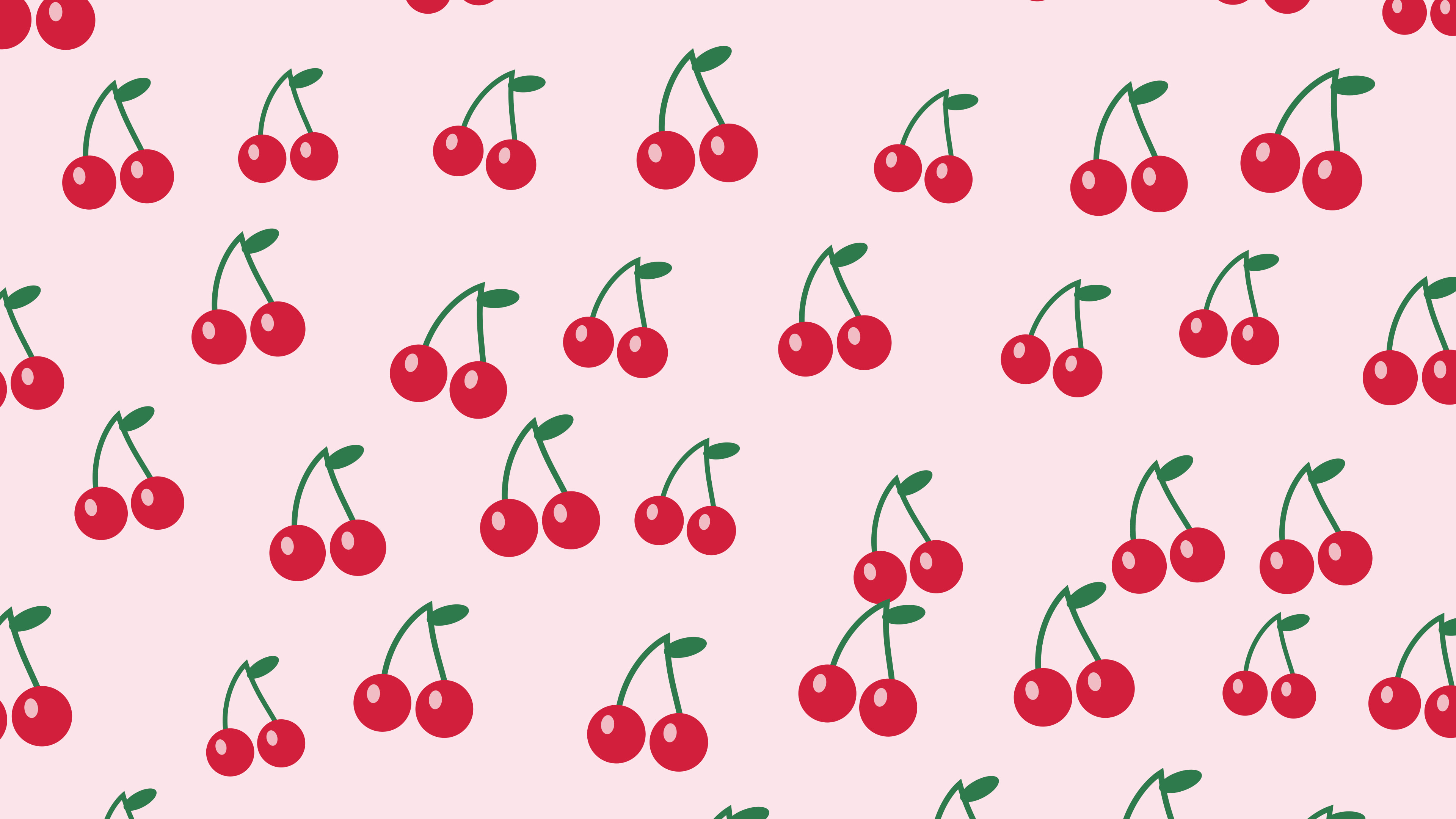 Coquette Pink Cherry Pattern desktop wallpaper in 4K