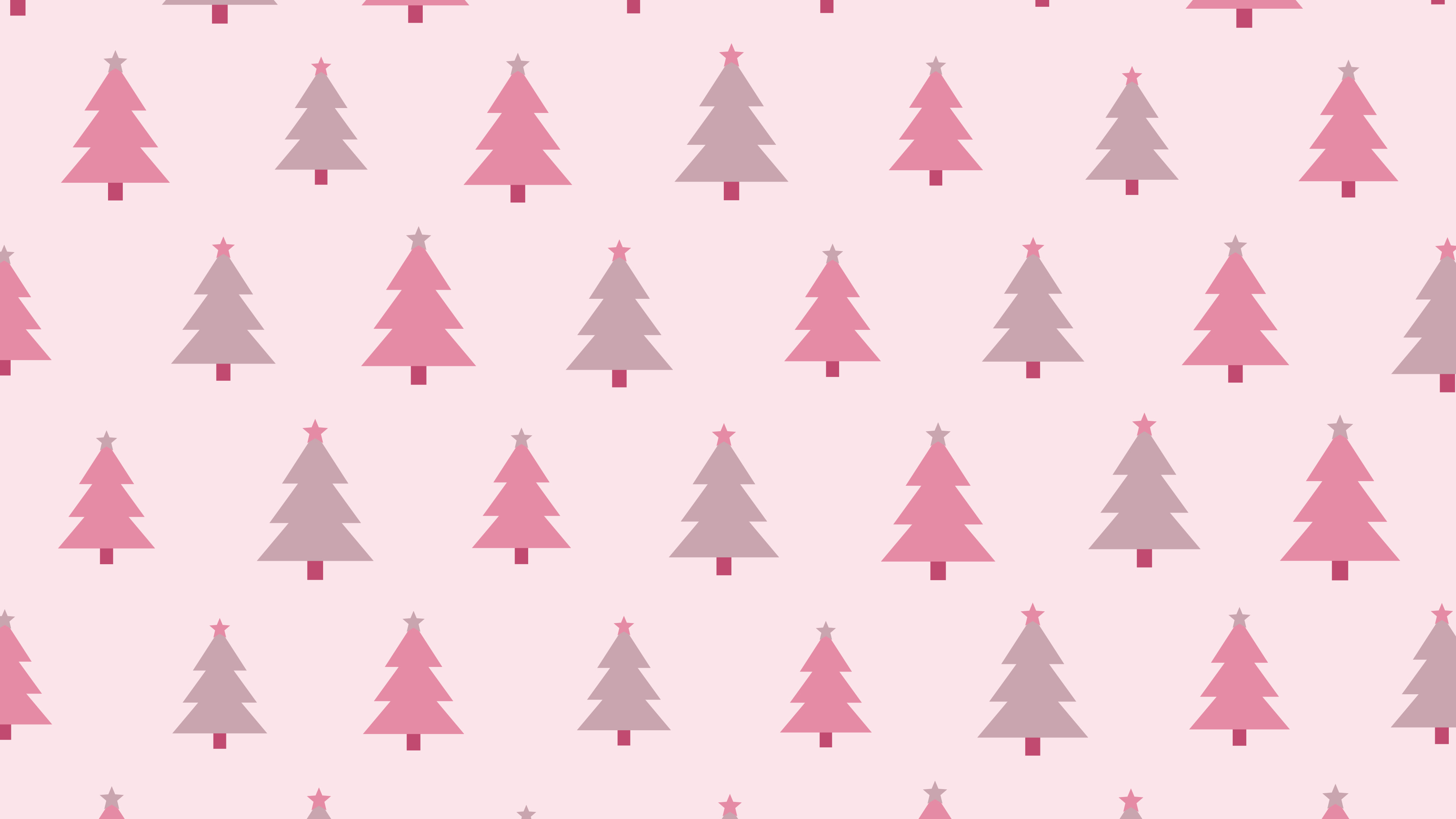 Coquette Pink Christmas Tree Pattern desktop wallpaper in 4K