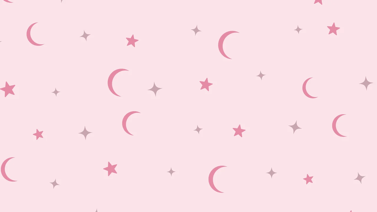 Coquette Pink Moon and Stars Pattern desktop wallpaper in 4K