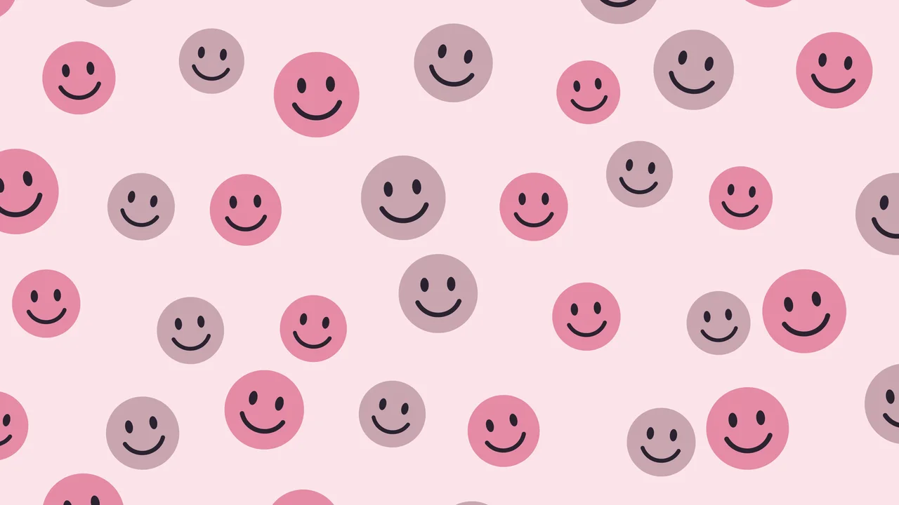 Coquette Pink Smiley Face Pattern desktop wallpaper in 4K