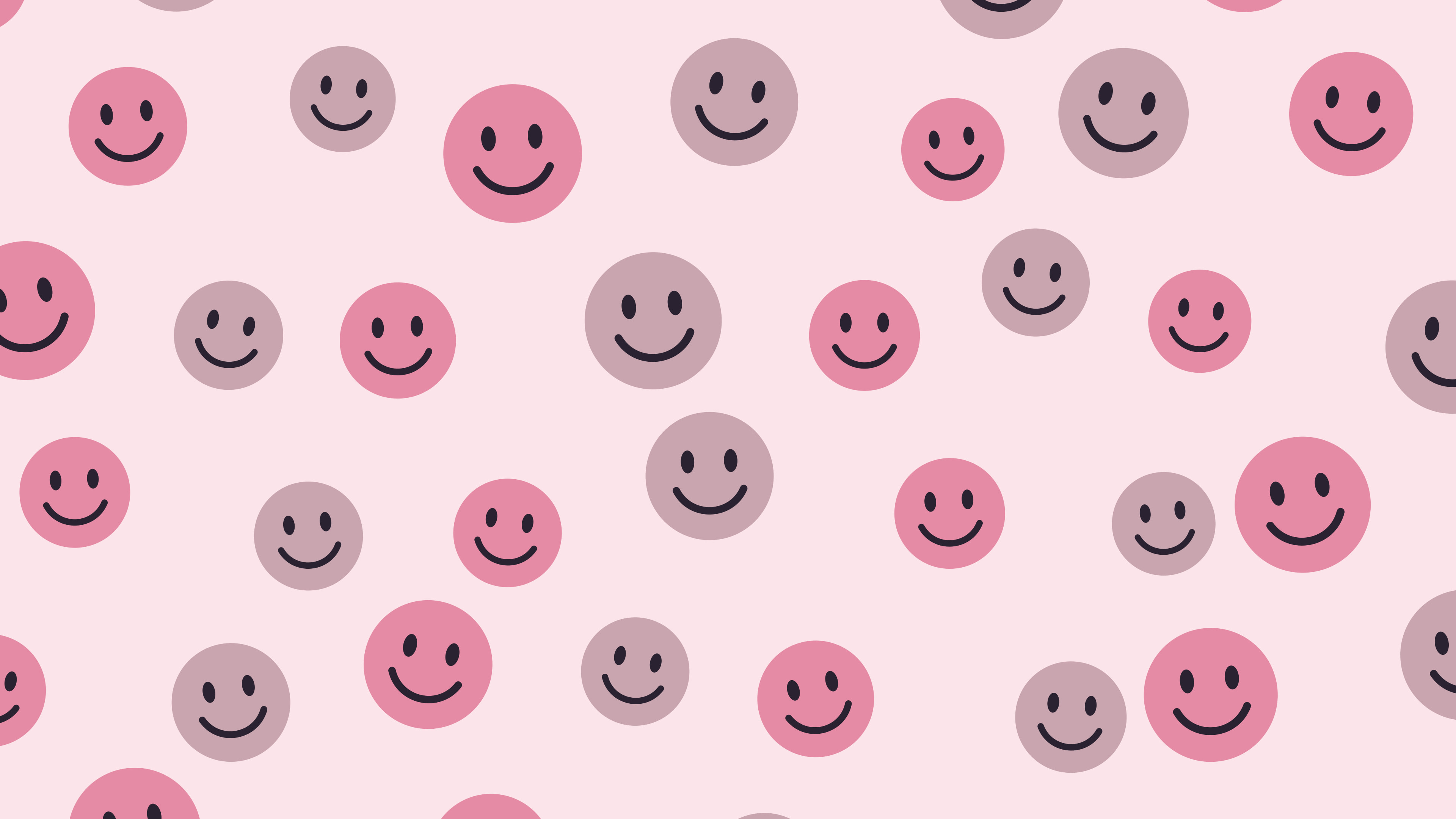 Coquette Pink Smiley Face Pattern desktop wallpaper in 4K