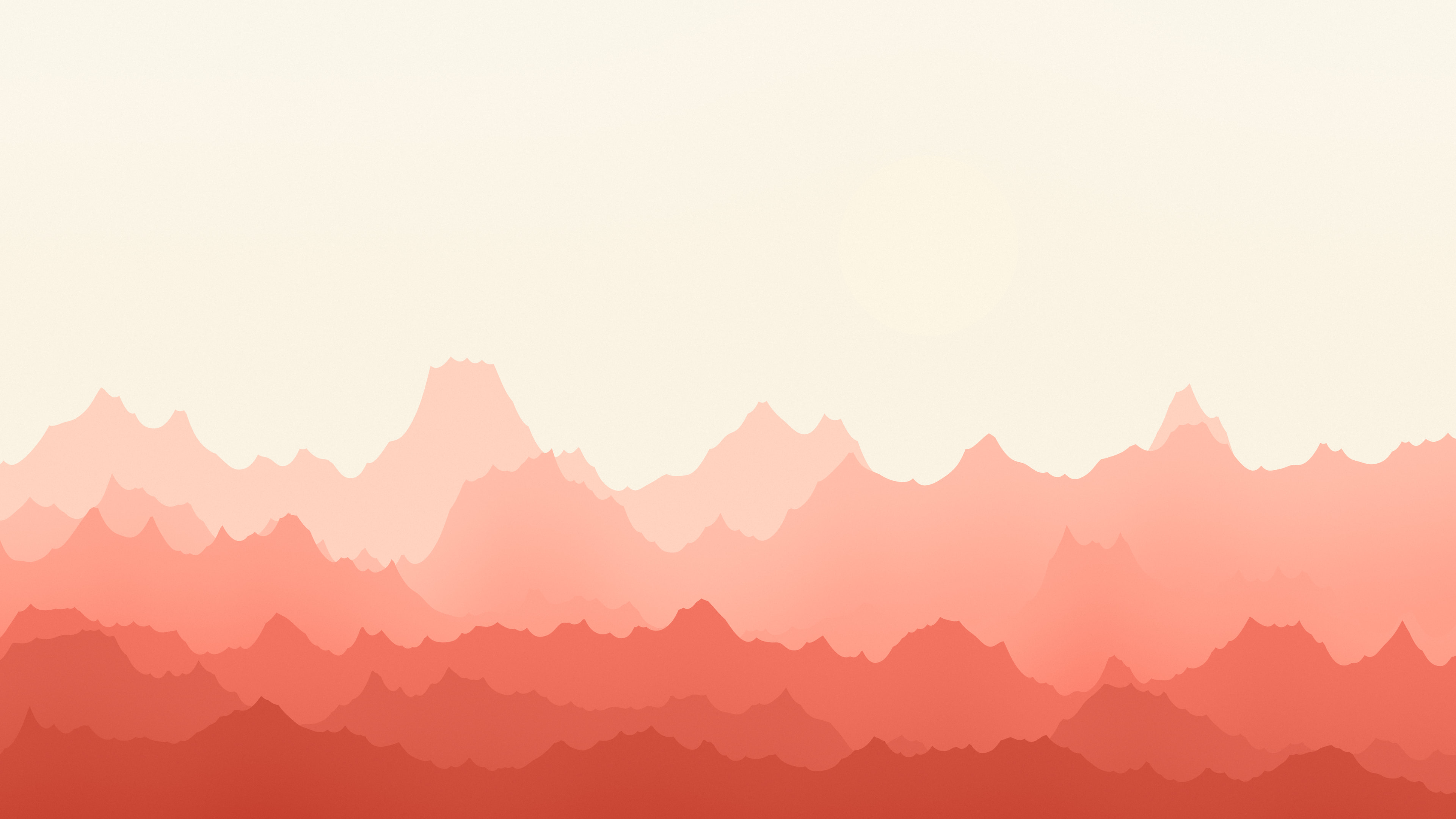 Coral and Cream Minimalist Mountain Landscape desktop wallpaper in 4K