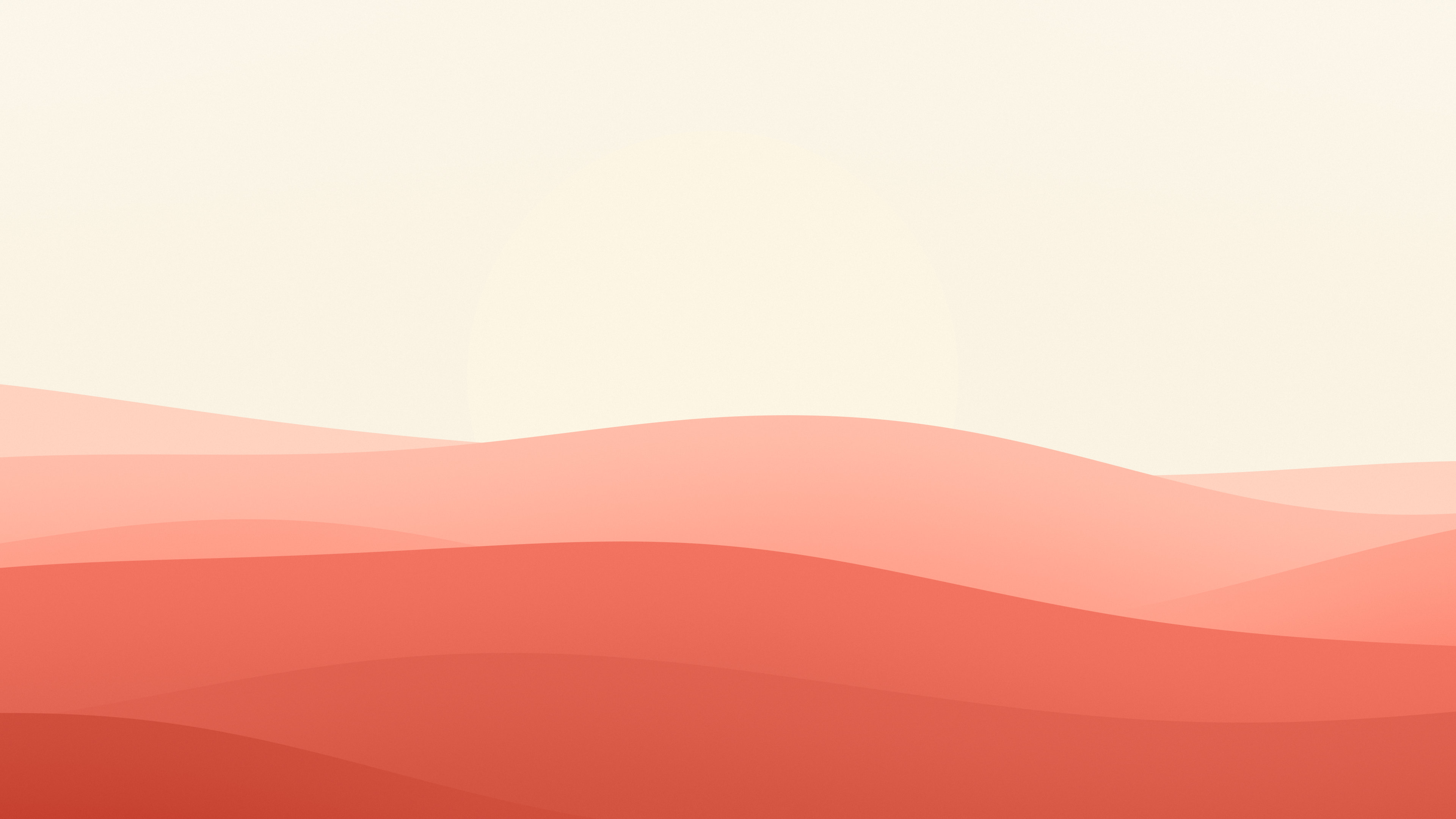 Coral and Cream Minimalist Sunset Hills desktop wallpaper in 4K