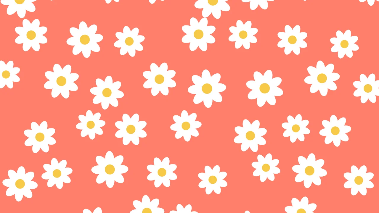Coral Daisy Flower Pattern desktop wallpaper in 4K