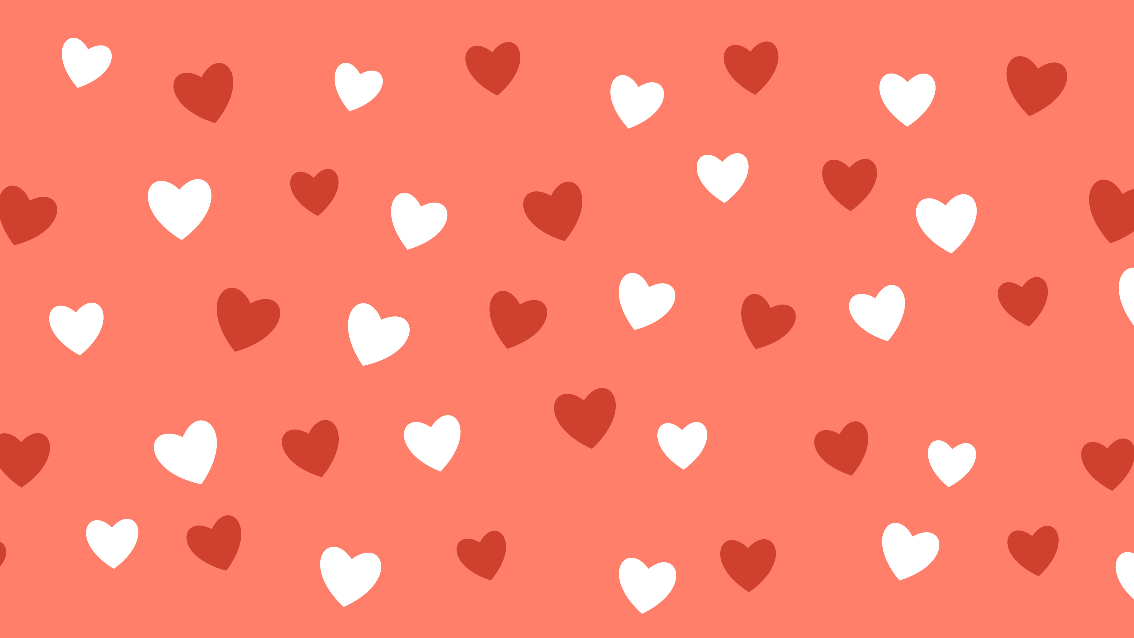 Coral Heart Pattern desktop wallpaper in 4K