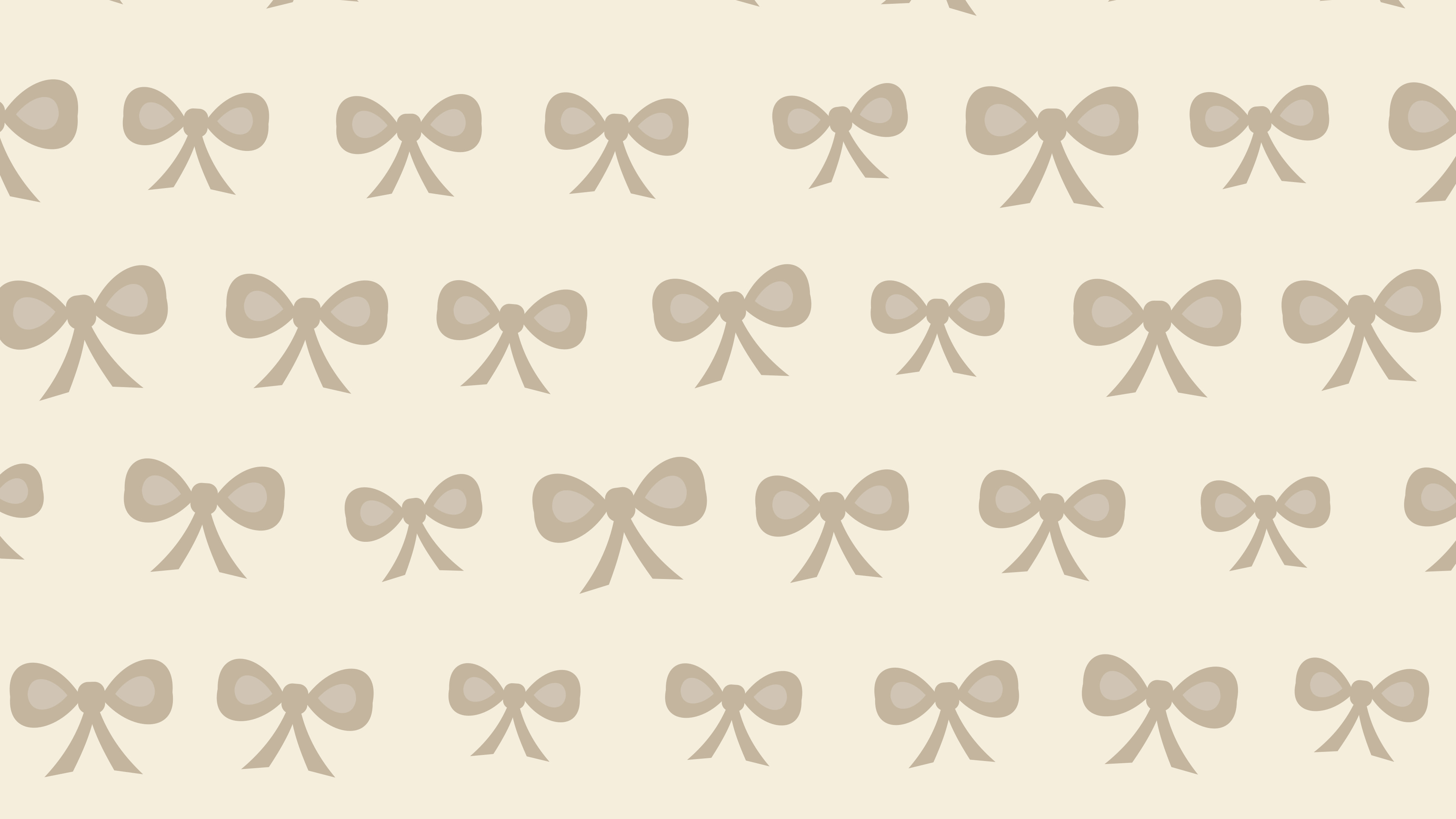 Cream and Beige Bow Pattern desktop wallpaper in 4K