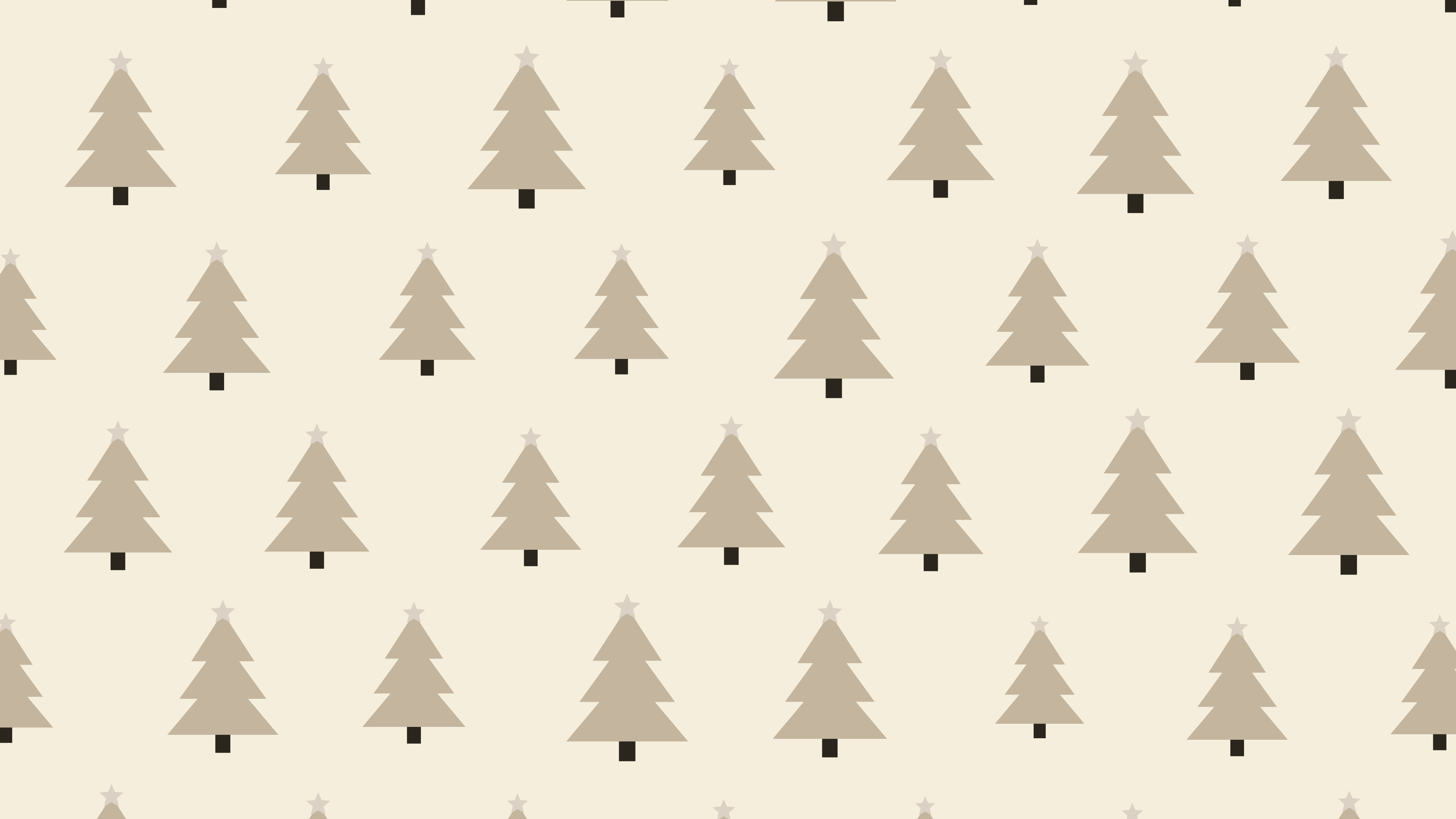 Cream and Beige Christmas Tree Pattern desktop wallpaper in 4K