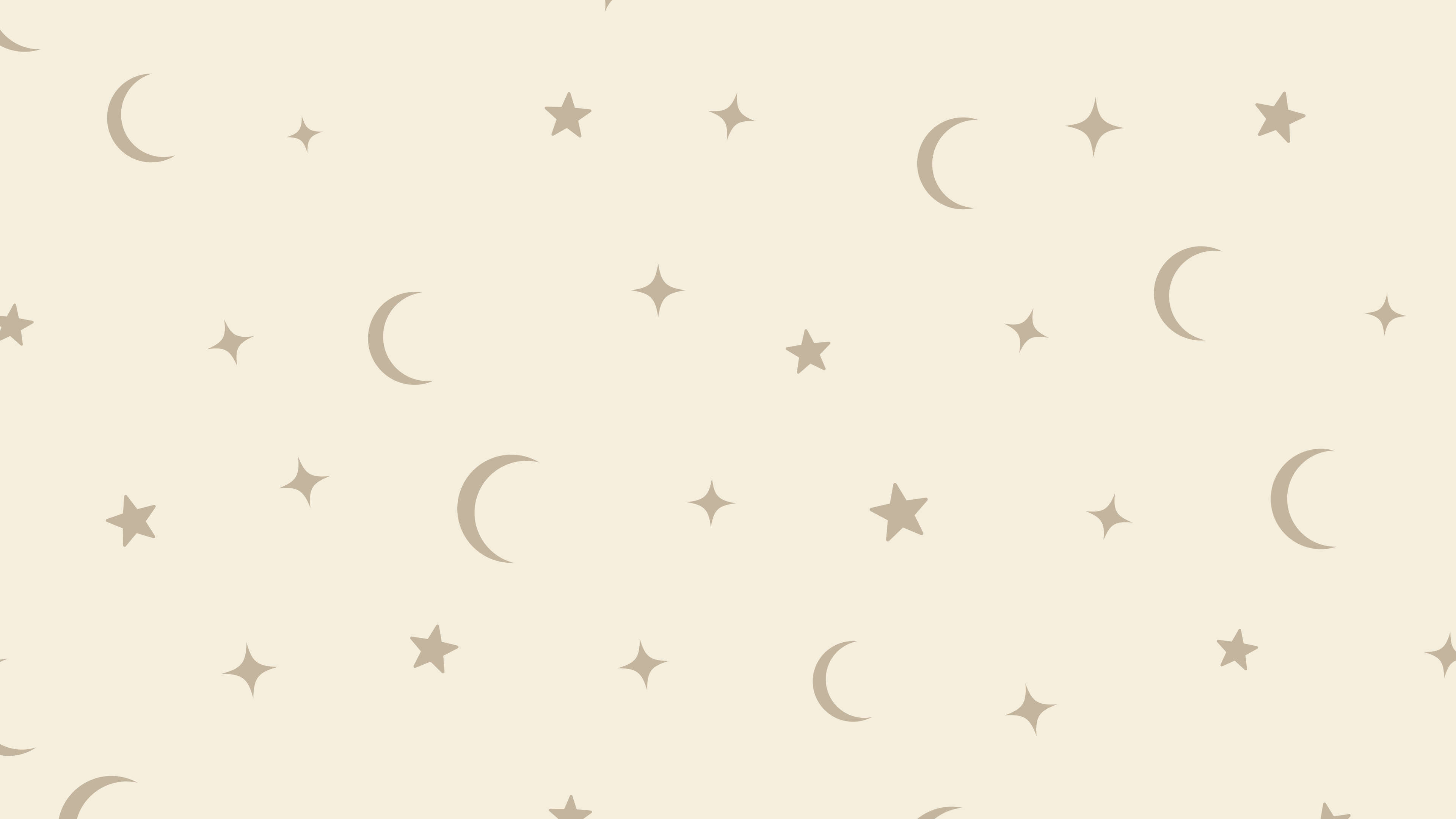 Cream and Beige Moon and Stars Pattern desktop wallpaper in 4K