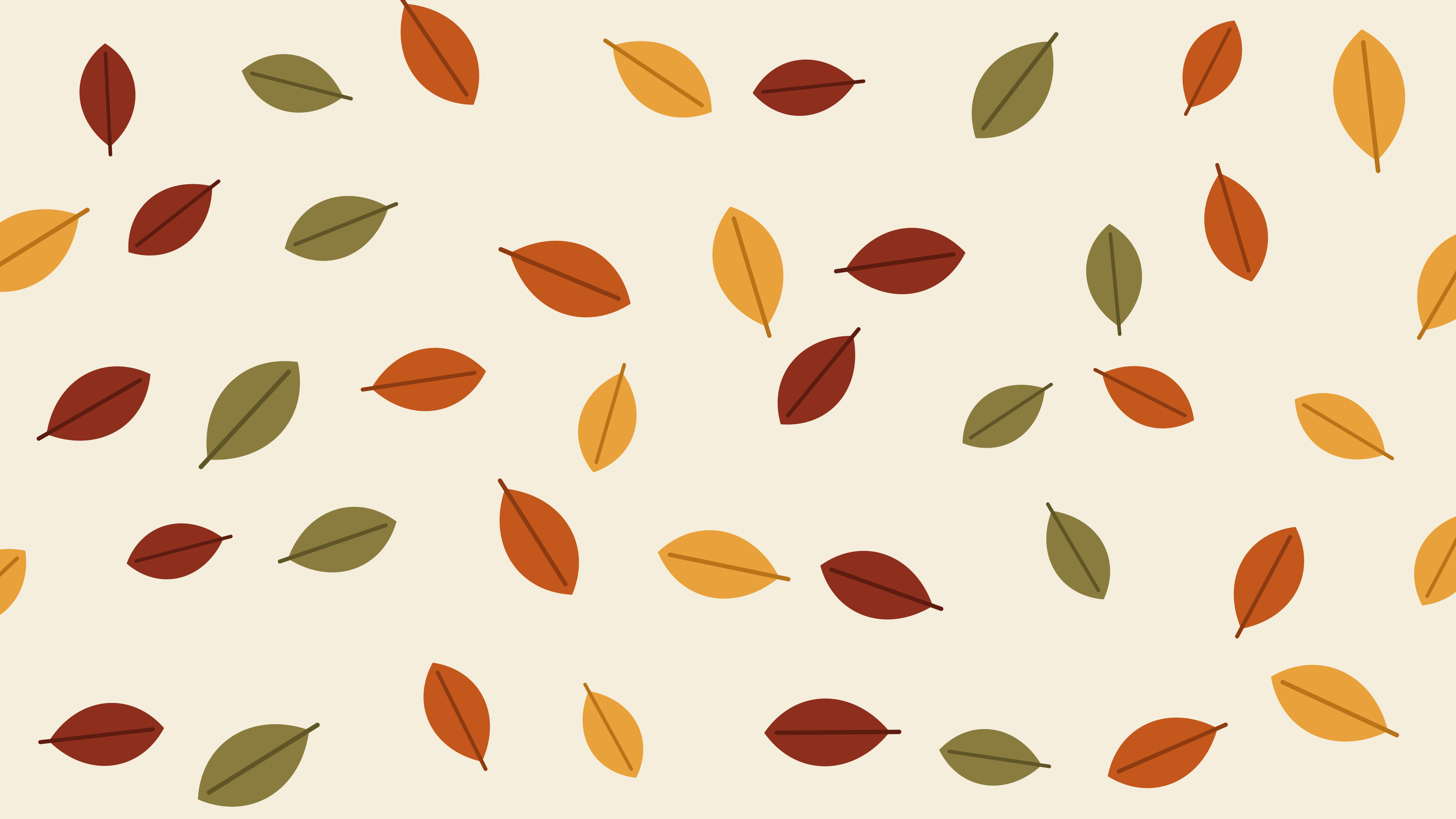 Cream Autumn Leaves Pattern desktop wallpaper in 4K