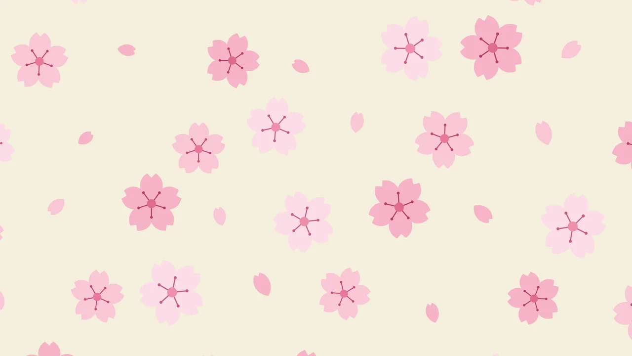Cream Cherry Blossom Pattern desktop wallpaper in 4K