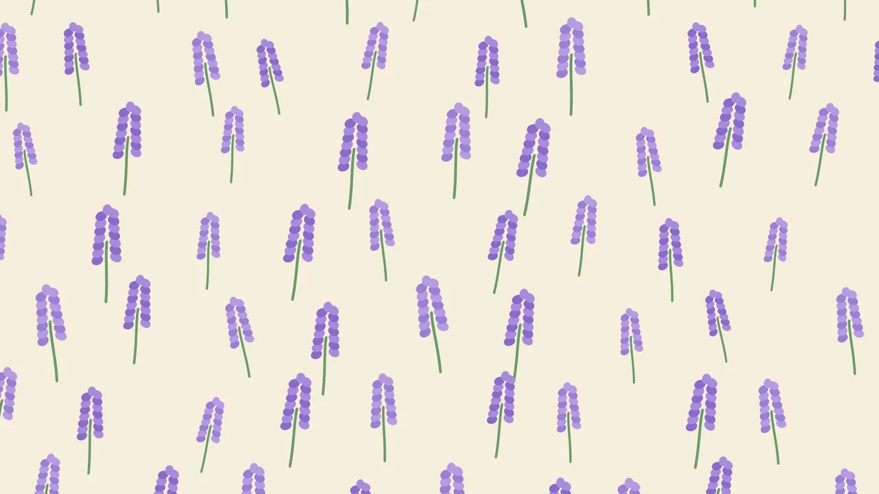 Cream Lavender Sprig Pattern desktop wallpaper in 4K
