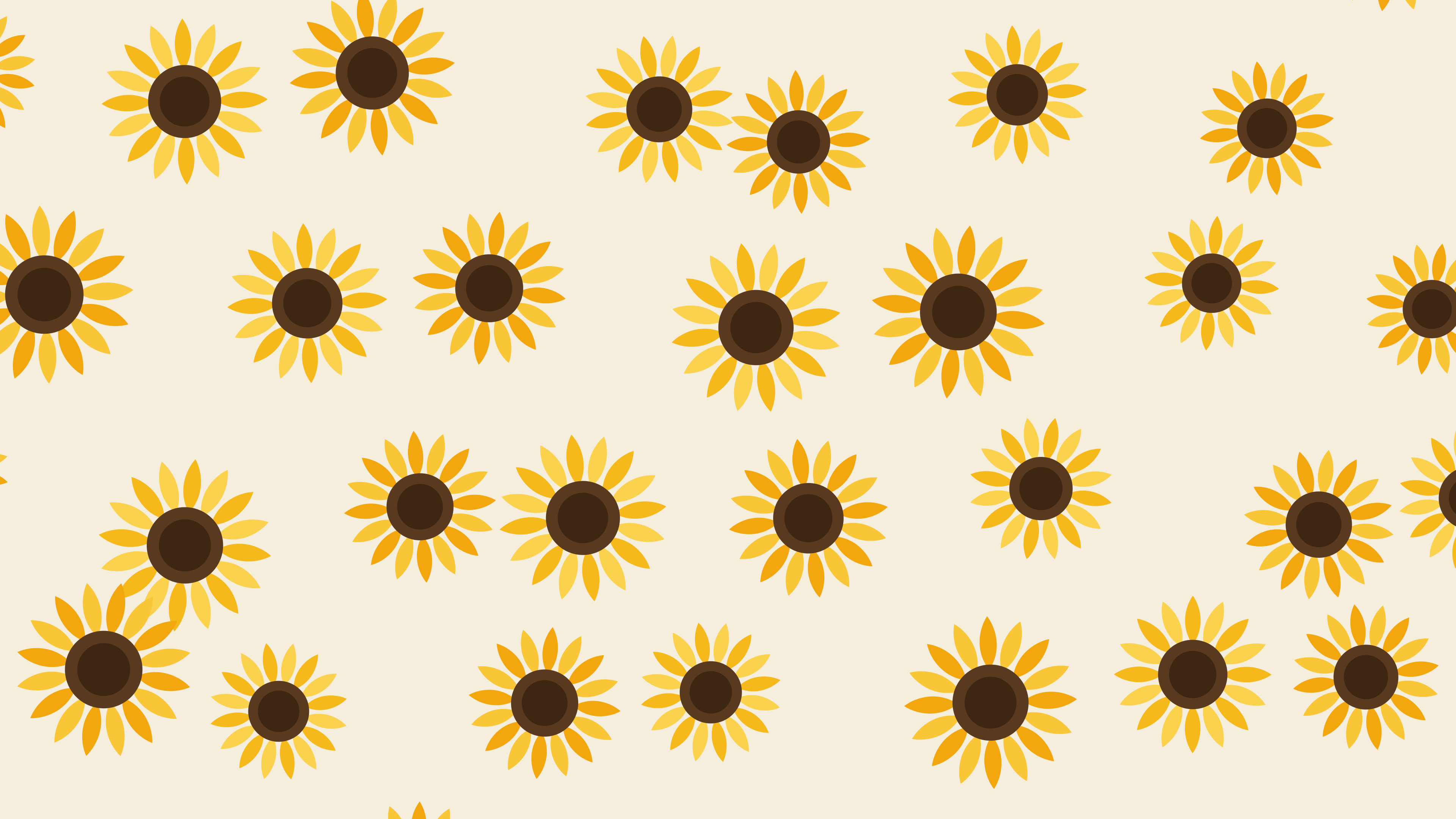 Cream Sunflower Pattern desktop wallpaper in 4K