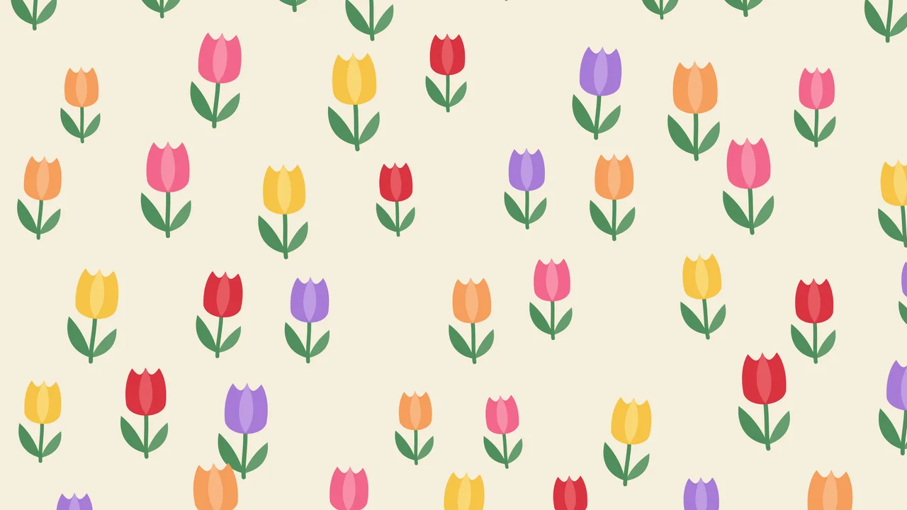 Cream Tulip Pattern desktop wallpaper in 4K