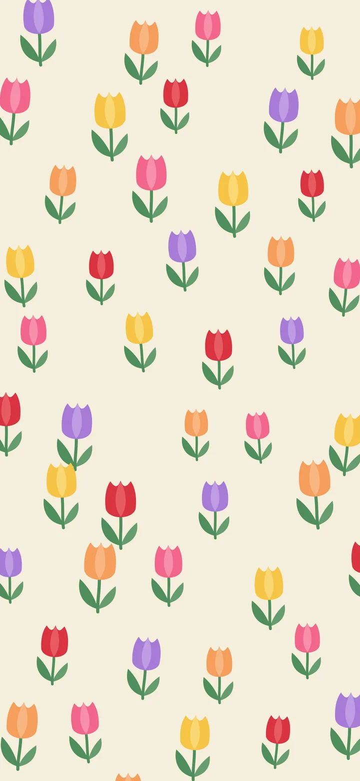 Cream Tulip Pattern wallpaper for iPhone and Android