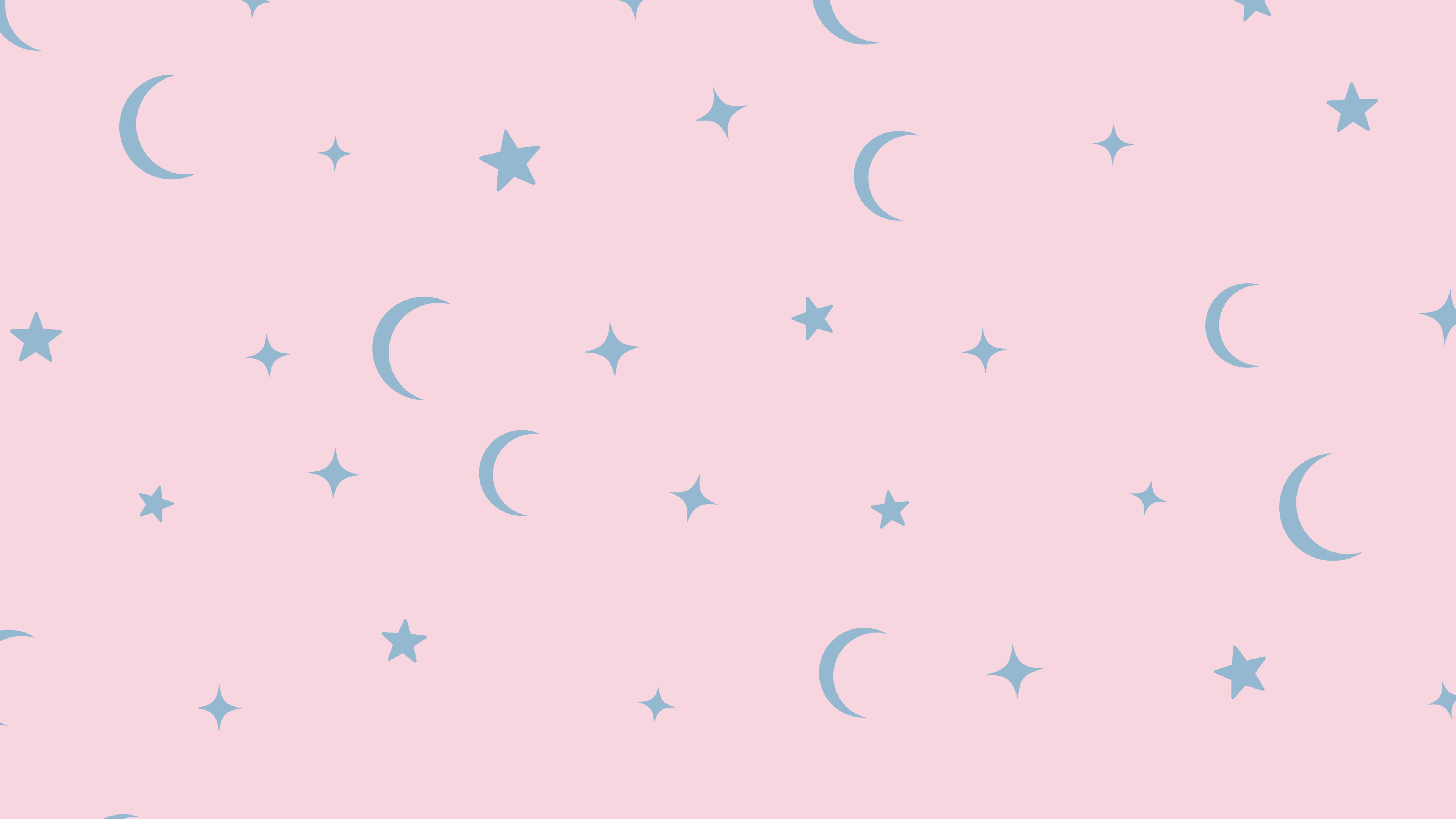 Danish Pastel Moon and Stars Pattern desktop wallpaper in 4K