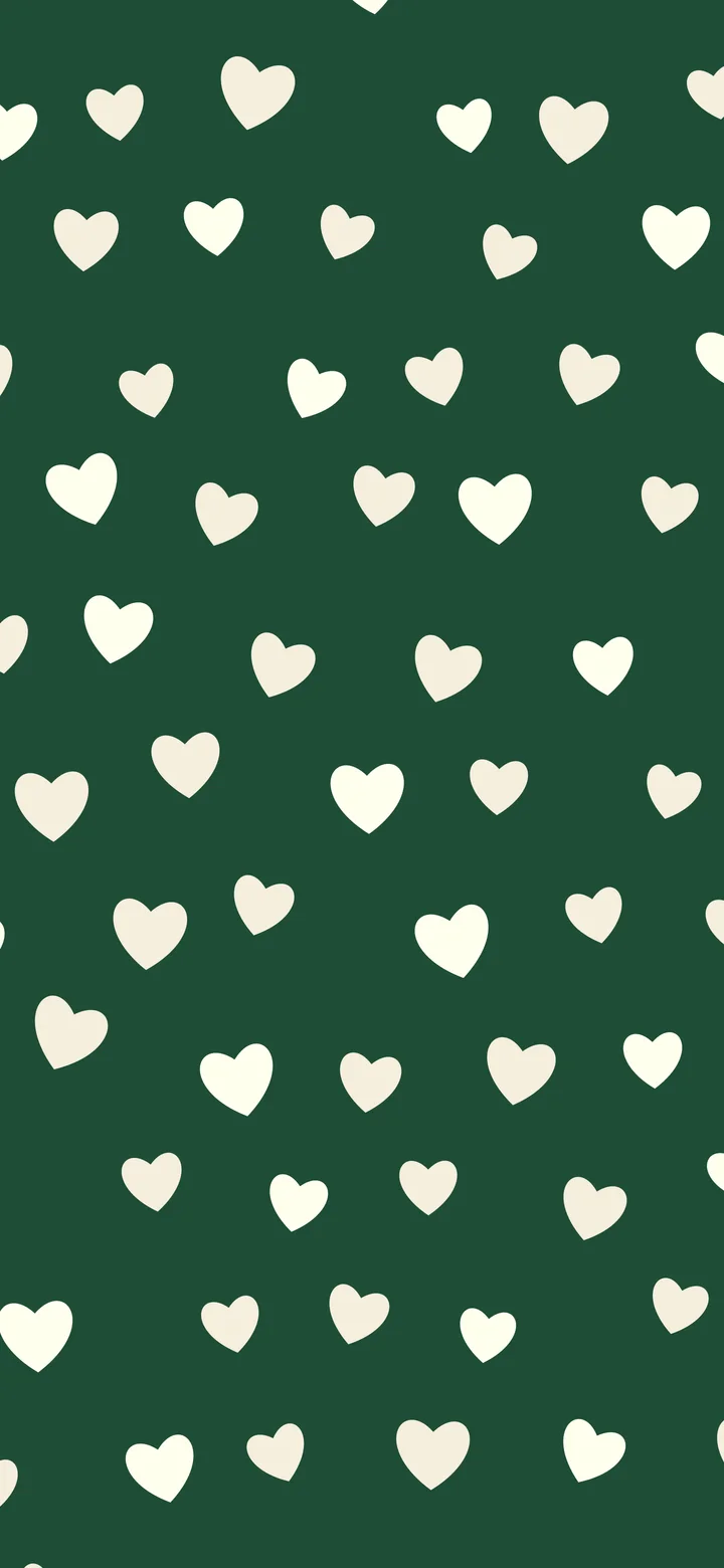 Dark Green and Cream Heart Pattern wallpaper for iPhone and Android