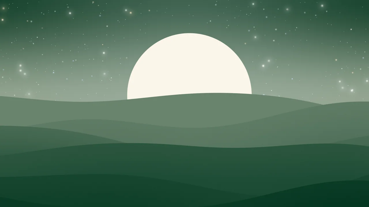 Dark Green and Cream Minimalist Sunset Hills desktop wallpaper in 4K