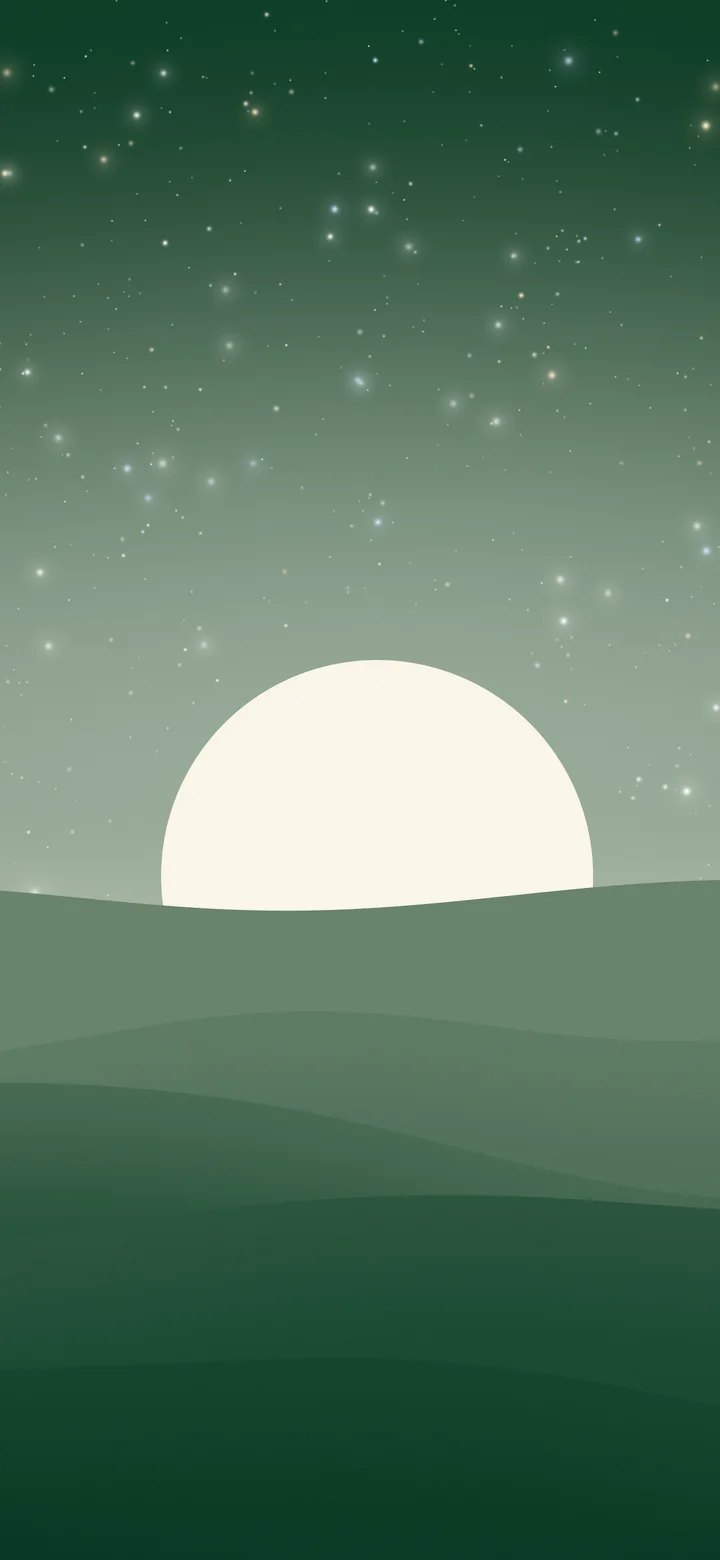 Dark Green and Cream Minimalist Sunset Hills wallpaper for iPhone and Android