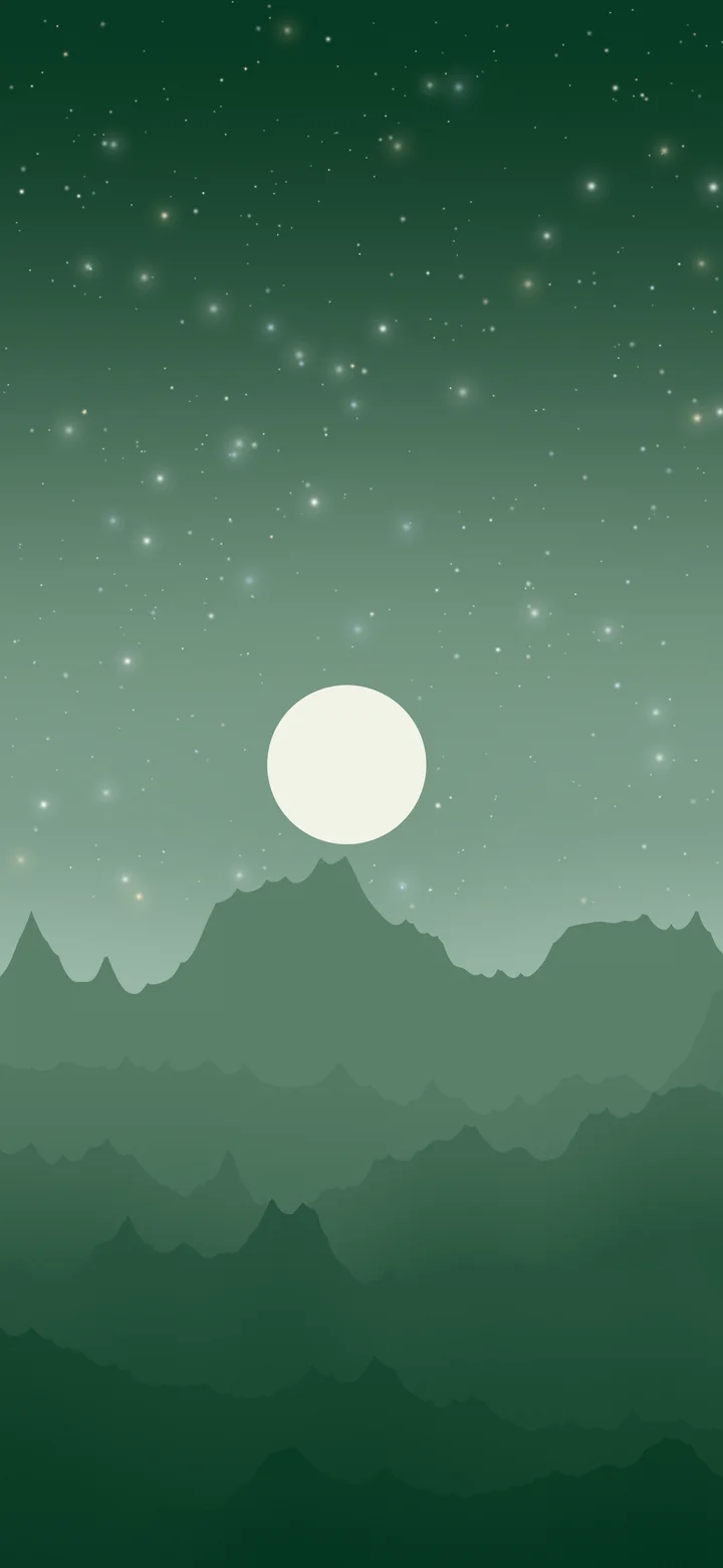 Dark Green and Ivory Minimalist Mountain Landscape wallpaper for iPhone and Android