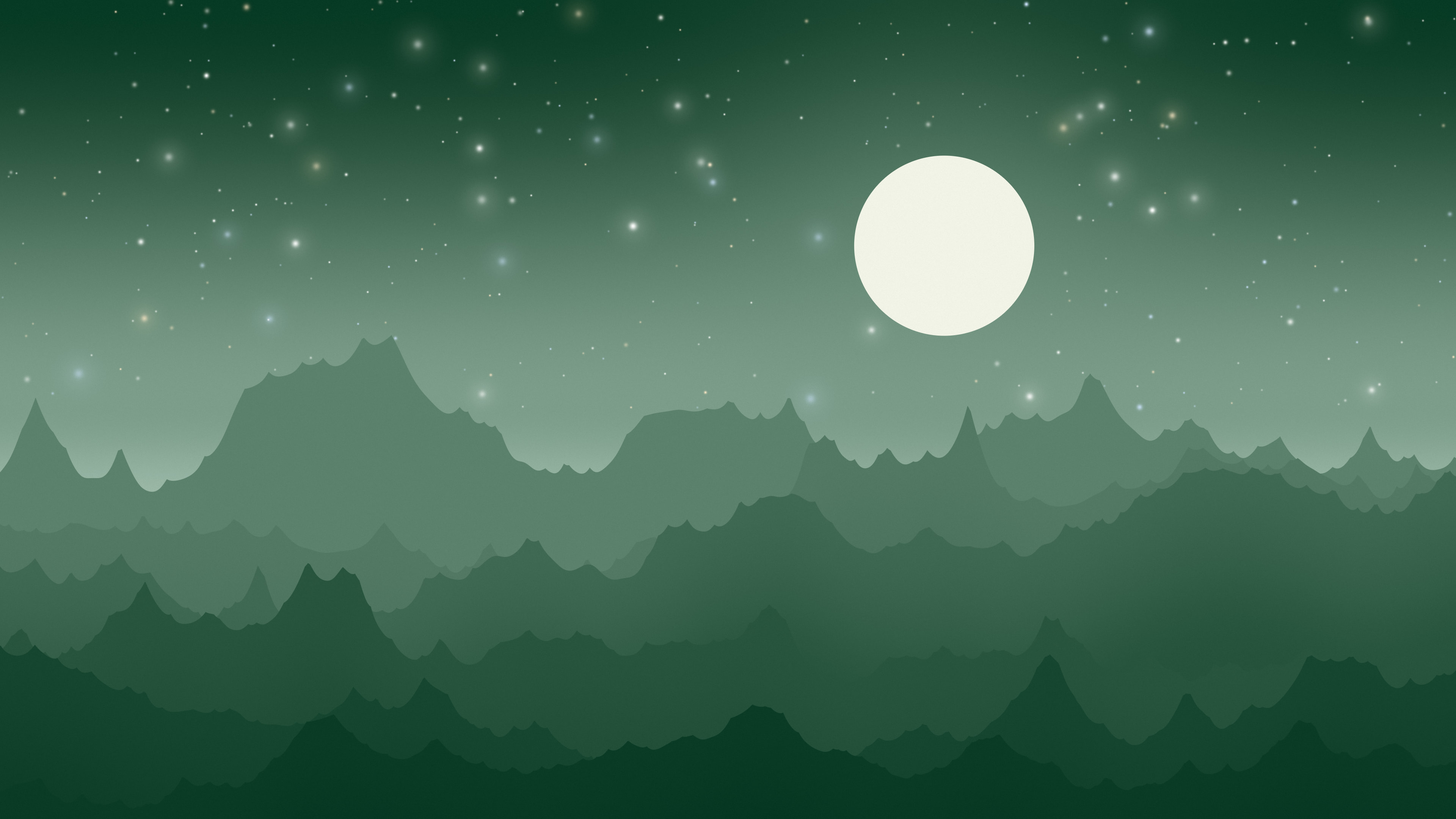 Dark Green and Ivory Minimalist Mountain Landscape desktop wallpaper in 4K