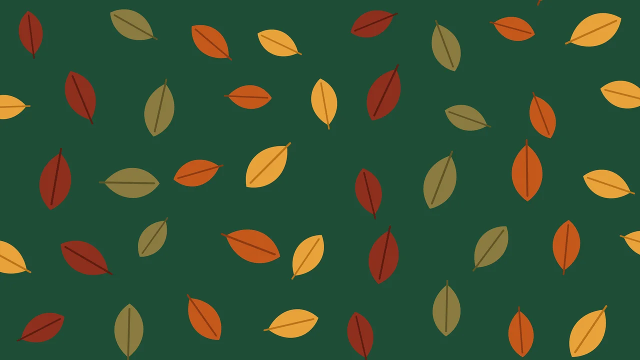 Dark Green Autumn Leaves Pattern desktop wallpaper in 4K
