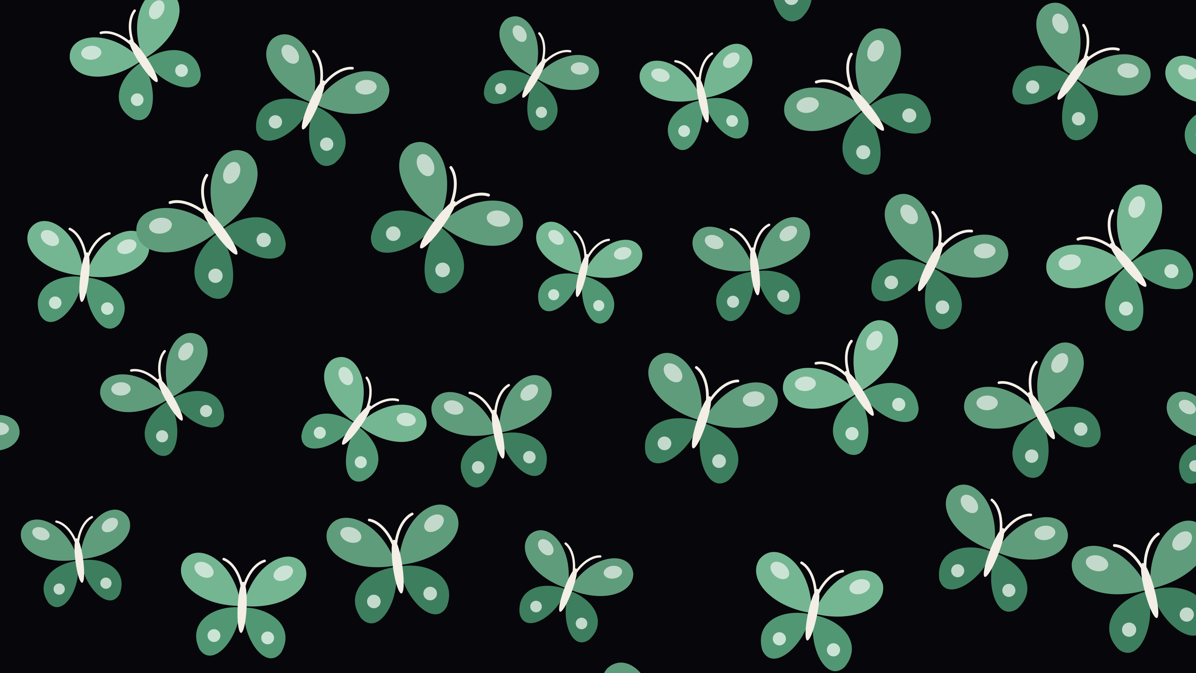 Dark Green Butterfly Pattern desktop wallpaper in 4K
