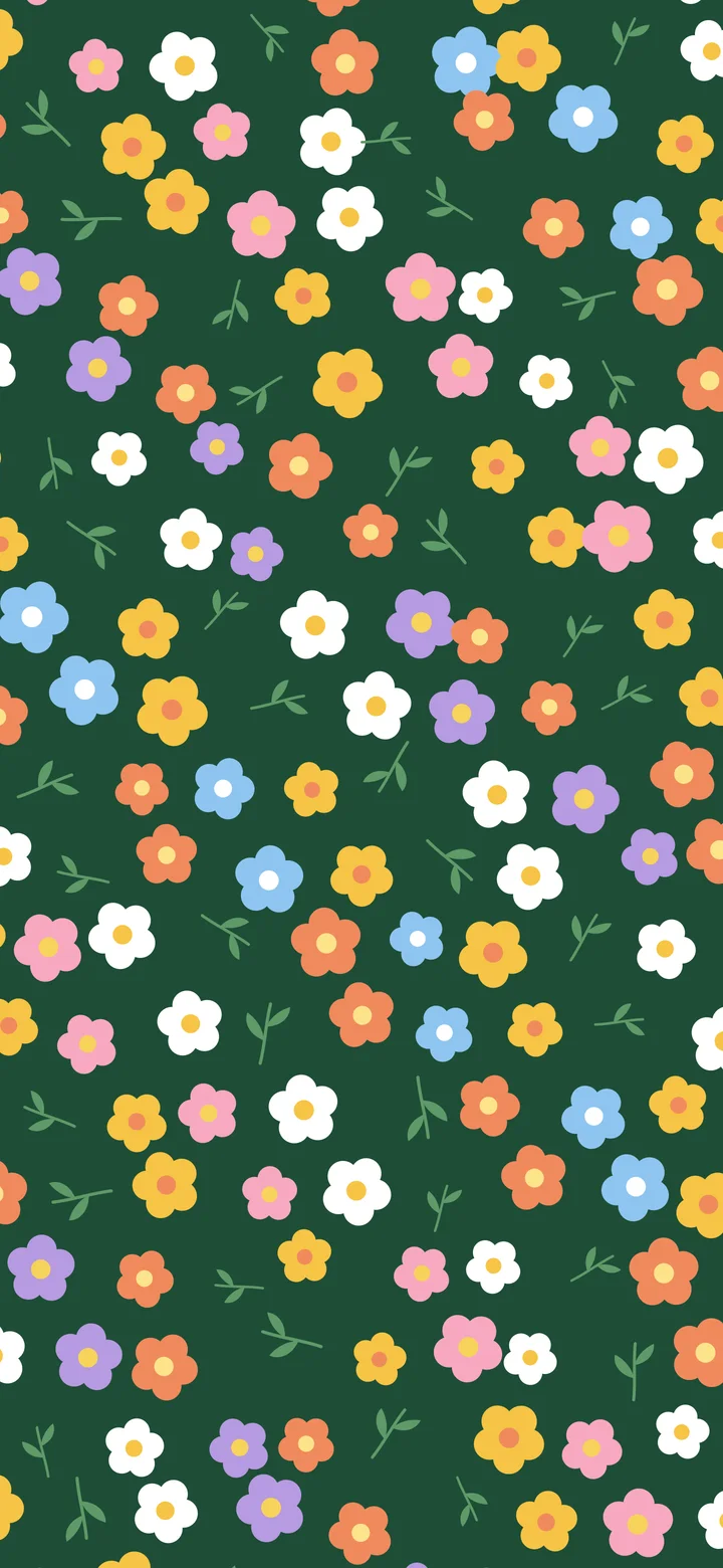 Dark Green Ditsy Floral Pattern wallpaper for iPhone and Android