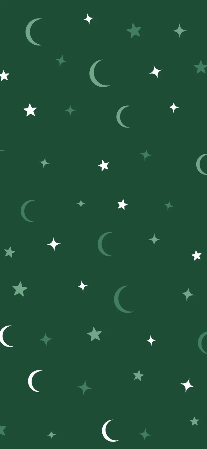 Dark Green Moon and Stars Pattern wallpaper for iPhone and Android