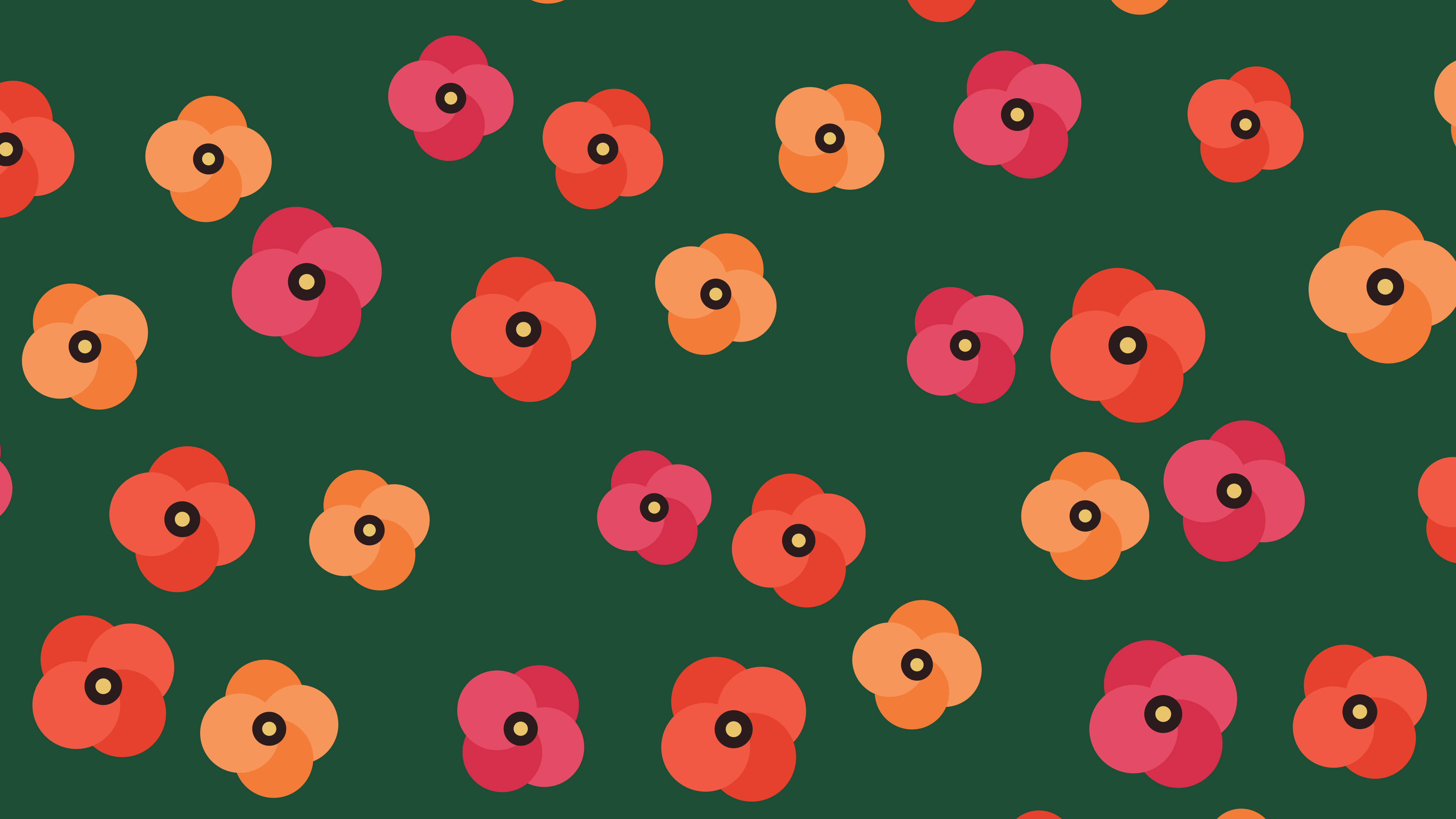 Dark Green Poppy Flower Pattern desktop wallpaper in 4K