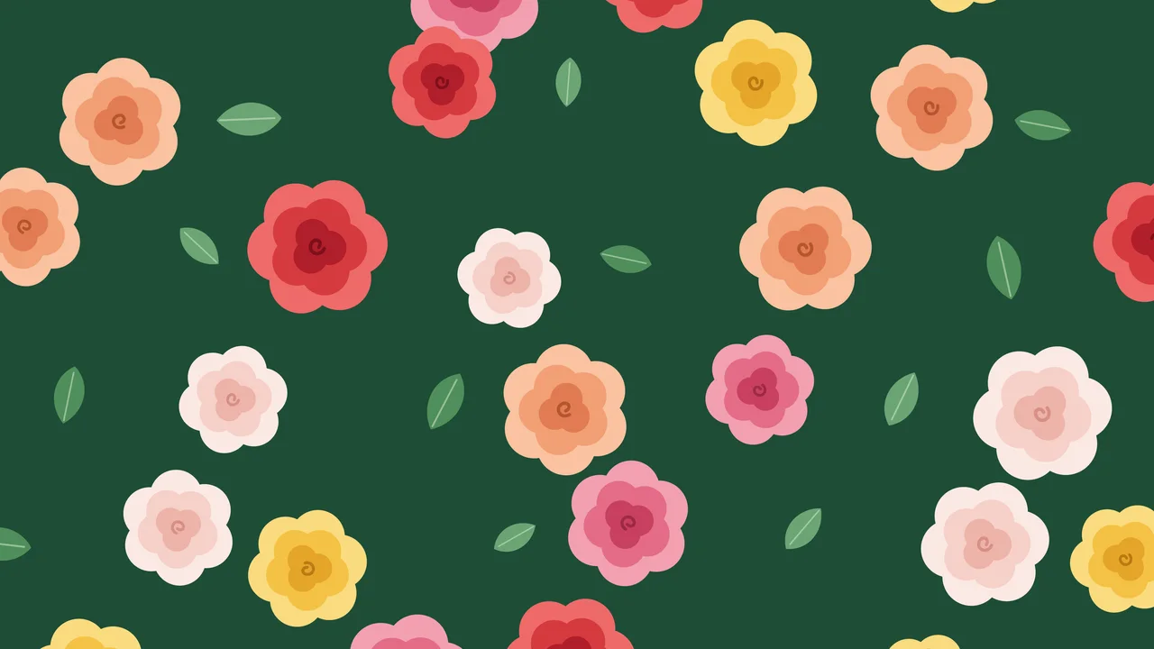 Dark Green Rose Pattern desktop wallpaper in 4K