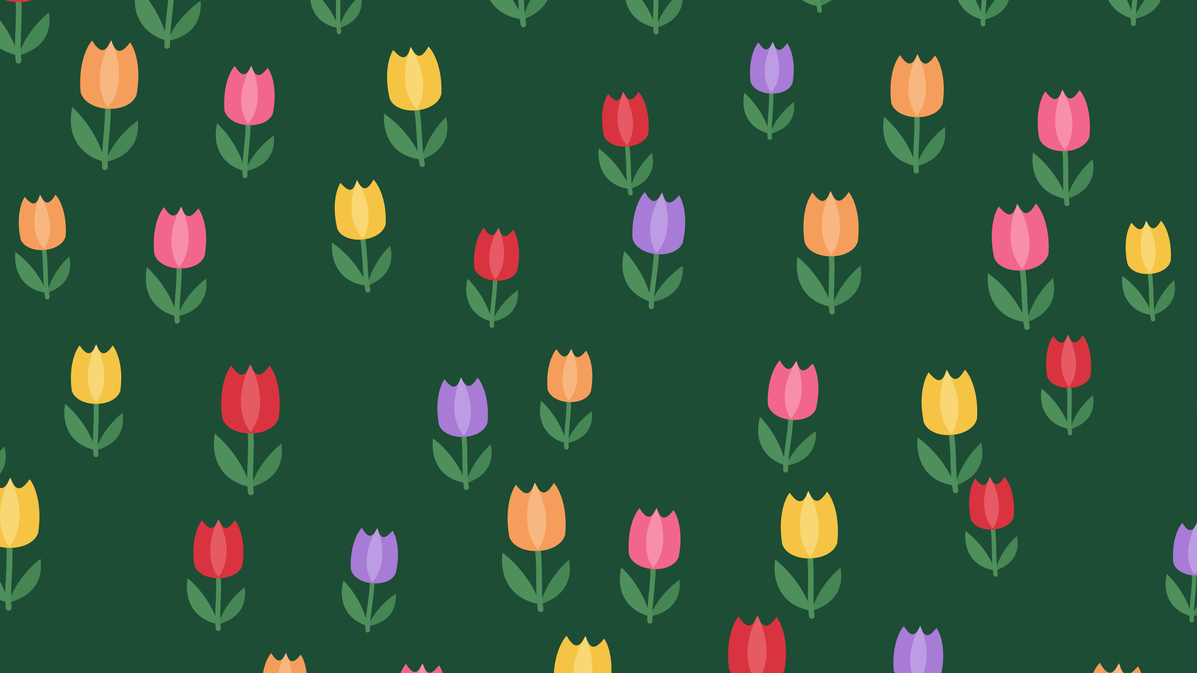 Dark Green Tulip Pattern desktop wallpaper in 4K