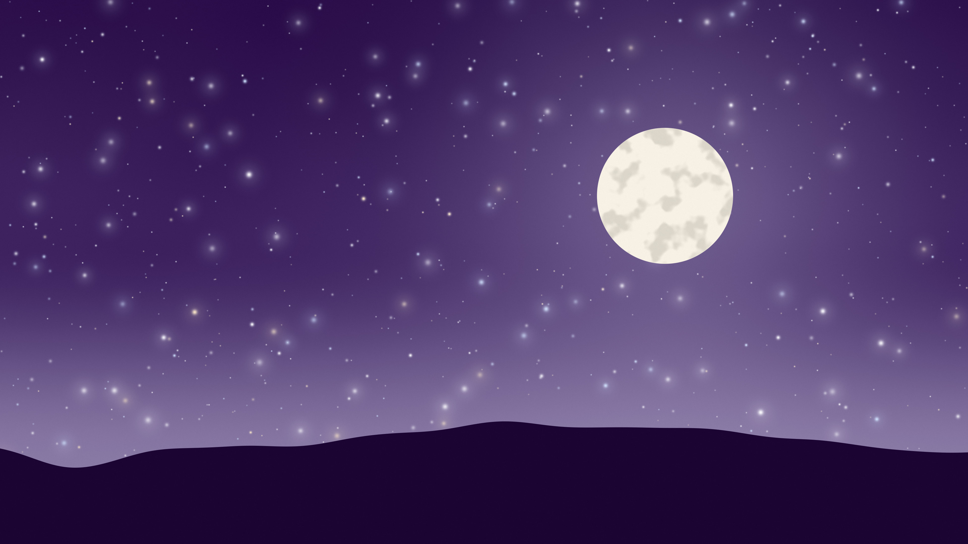 Dark Purple and Ivory Moon and Stars Night Sky desktop wallpaper in 4K