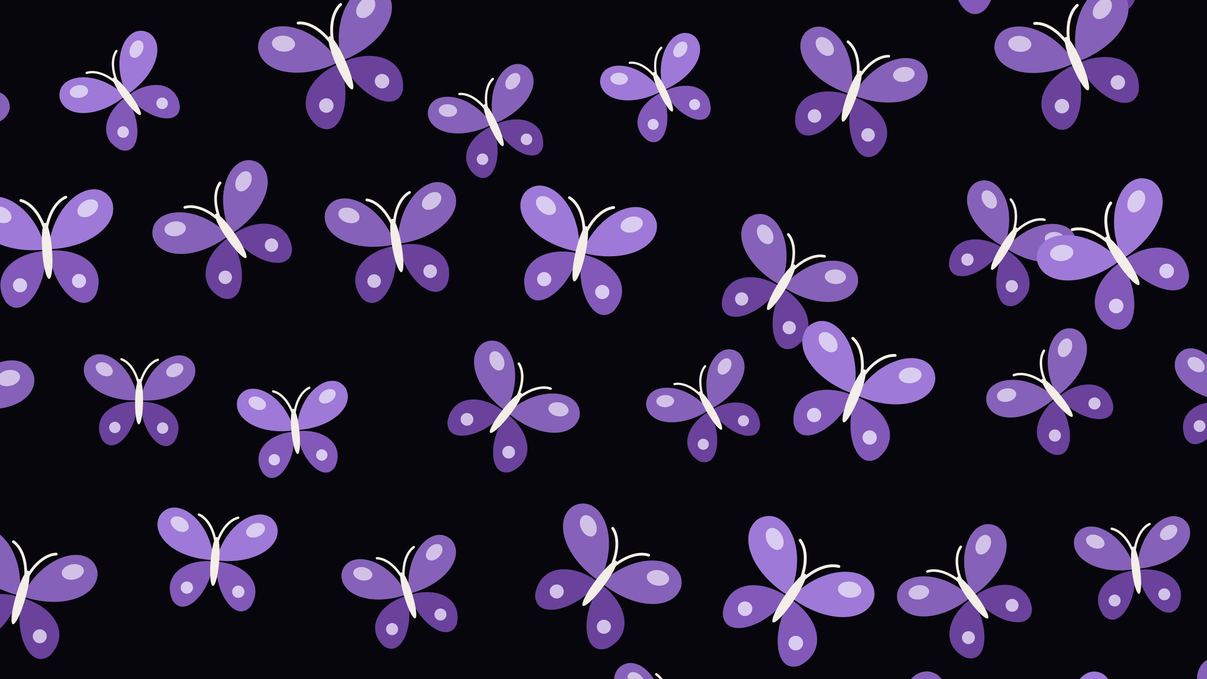 Dark Purple Butterfly Pattern desktop wallpaper in 4K