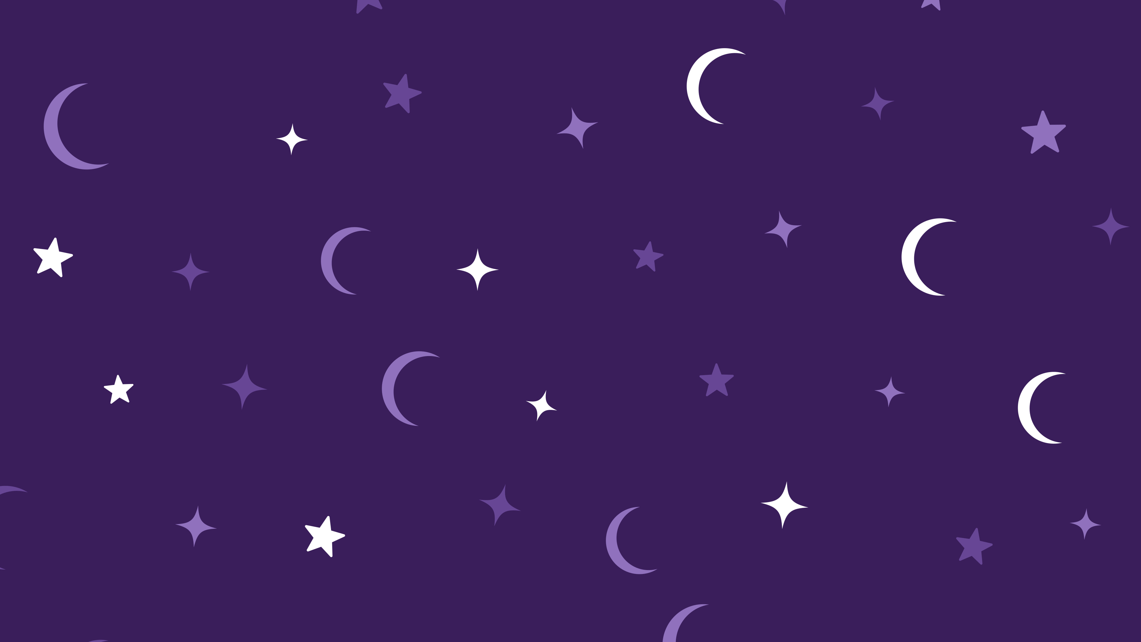 Dark Purple Moon and Stars Pattern desktop wallpaper in 4K