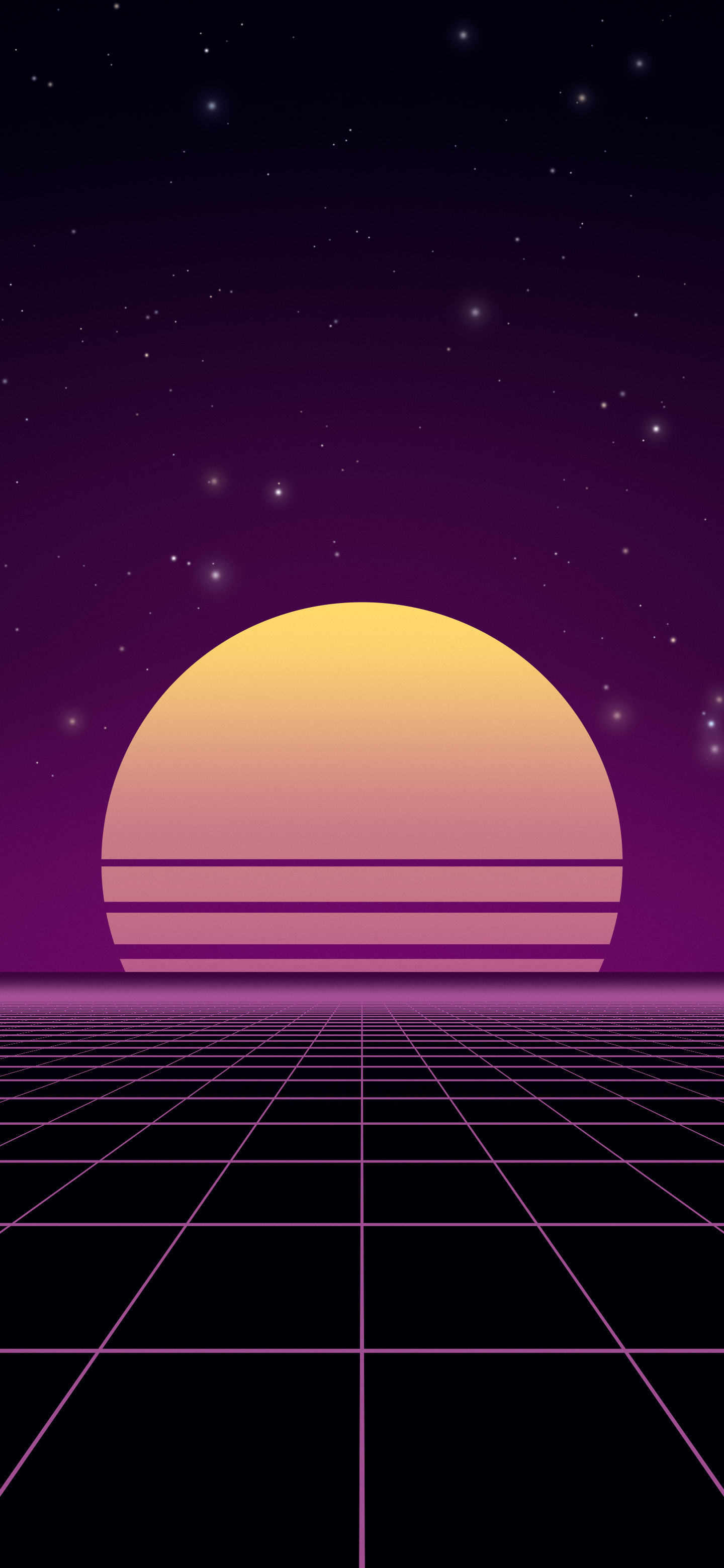 Dark Purple Synthwave Grid Sunset wallpaper for iPhone and Android