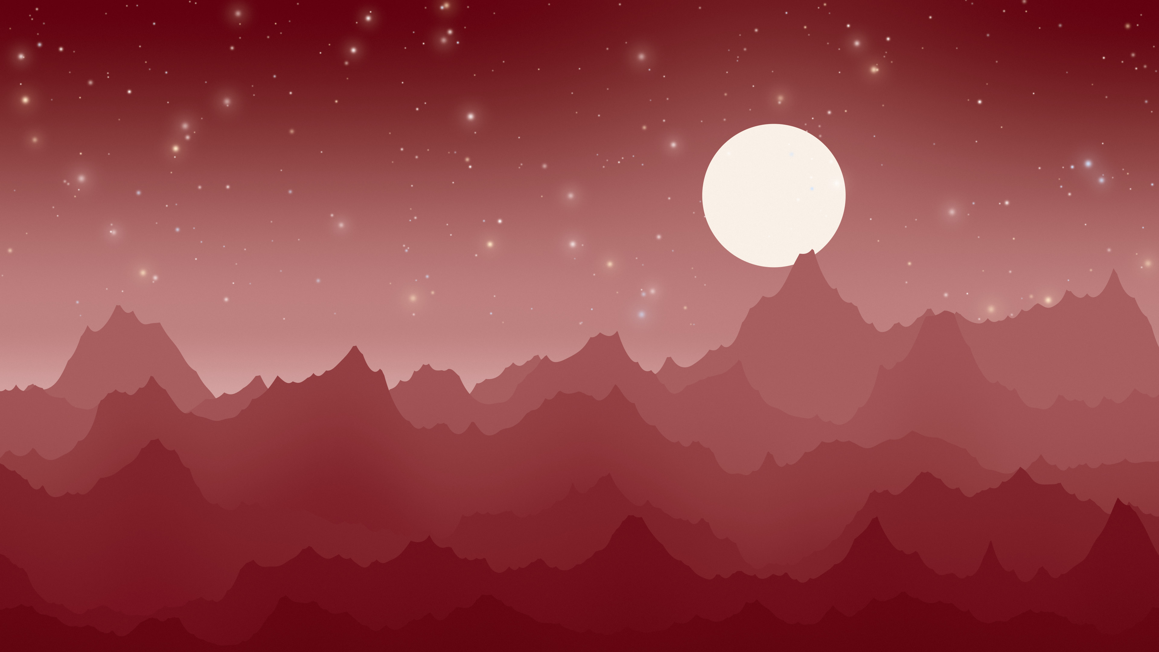 Dark Red and Ivory Minimalist Mountain Landscape desktop wallpaper in 4K