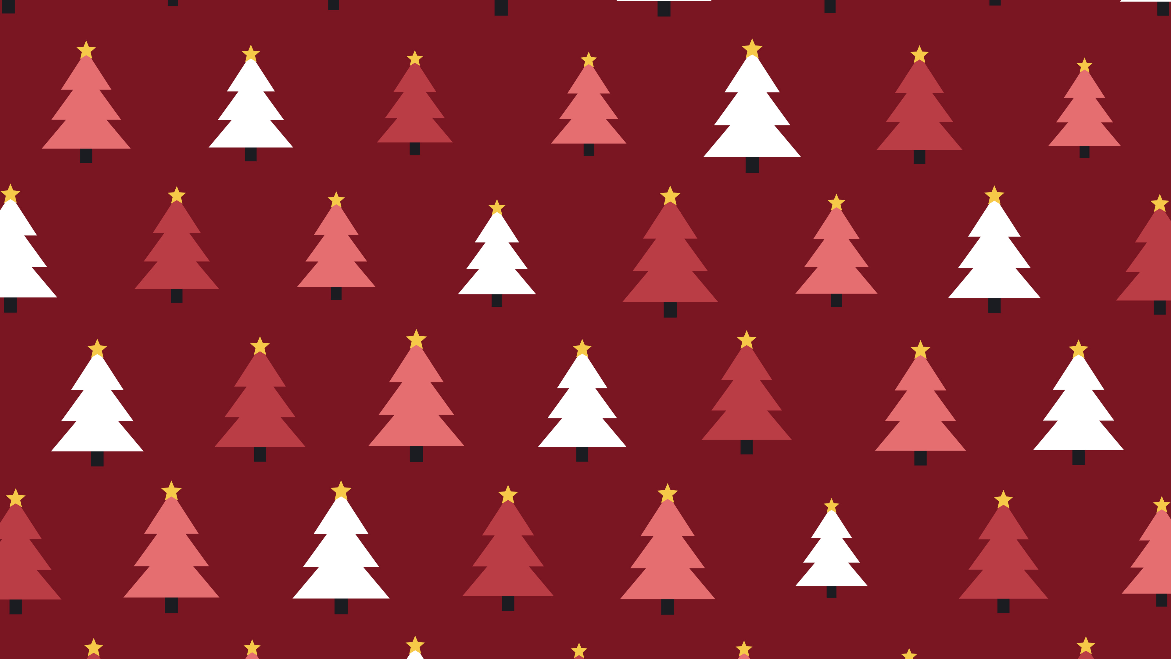 Dark Red Christmas Tree Pattern desktop wallpaper in 4K