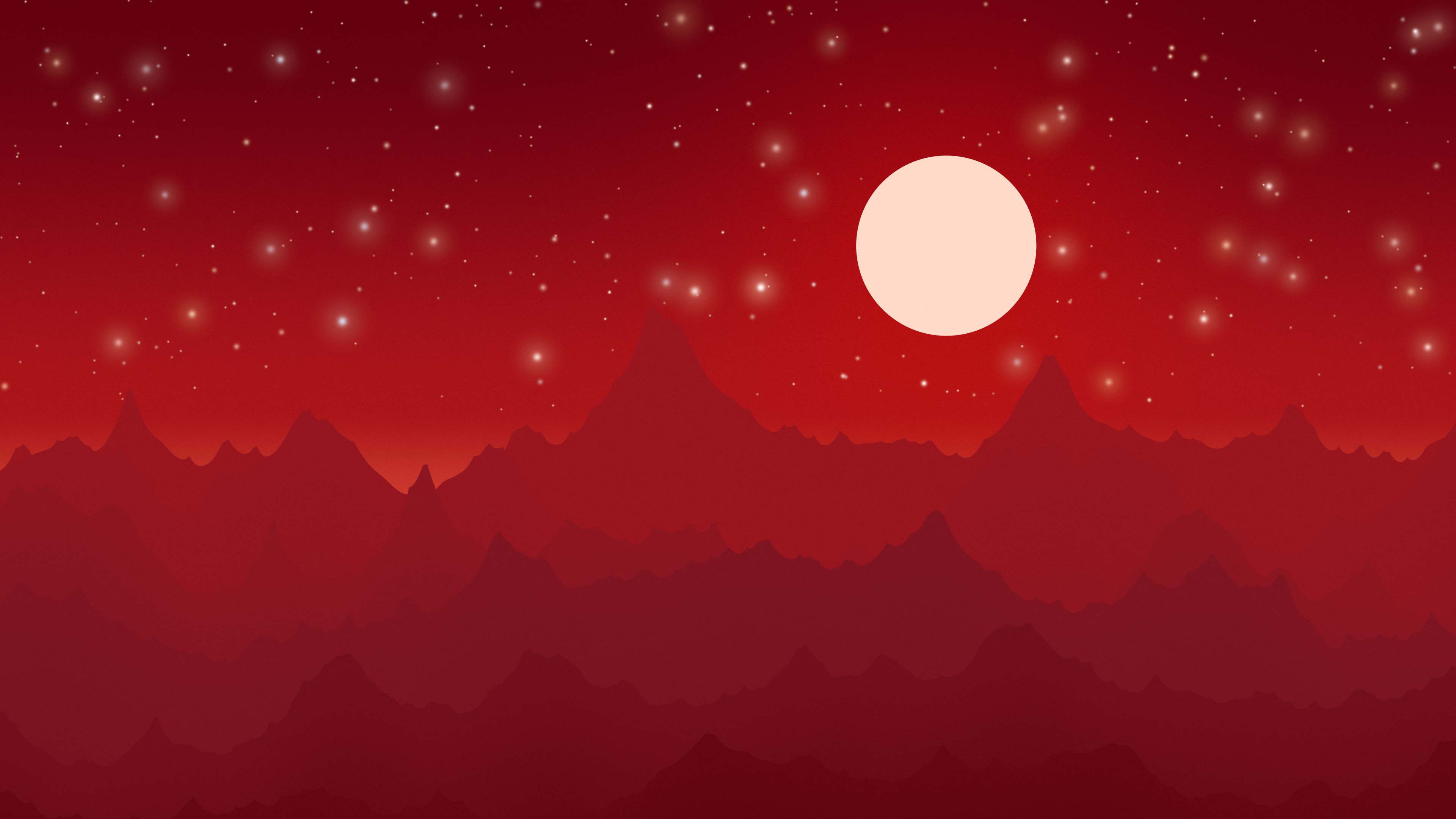 Dark Red Minimalist Mountain Landscape desktop wallpaper in 4K