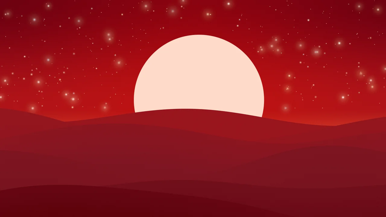 Dark Red Minimalist Sunset Hills desktop wallpaper in 4K