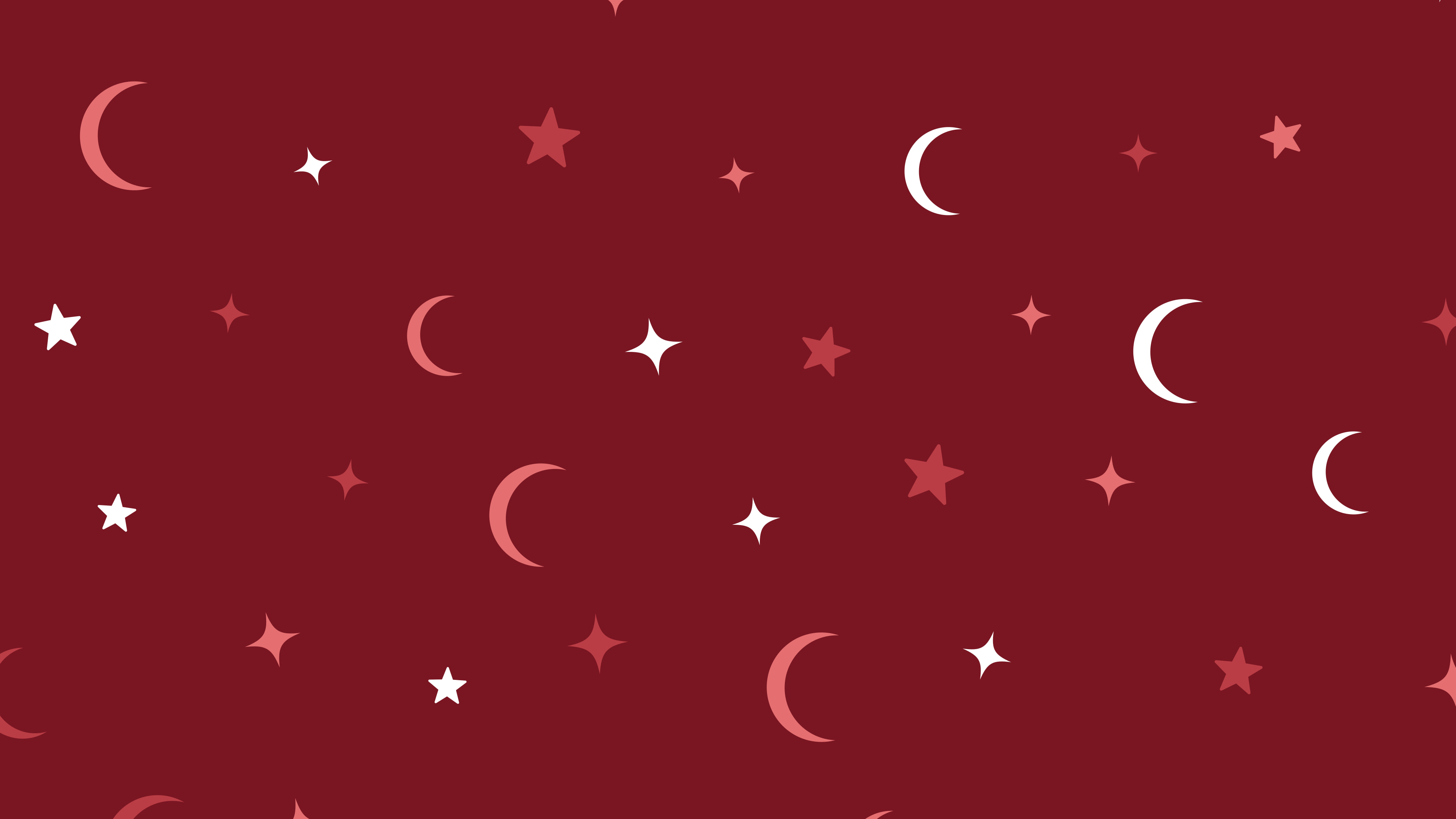 Dark Red Moon and Stars Pattern desktop wallpaper in 4K