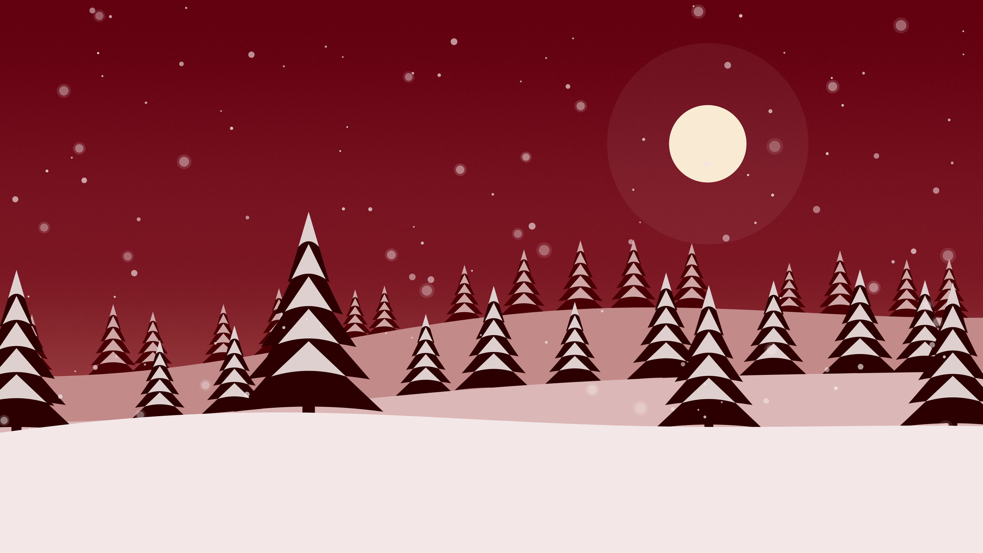 Dark Red Snowy Forest desktop wallpaper in 4K