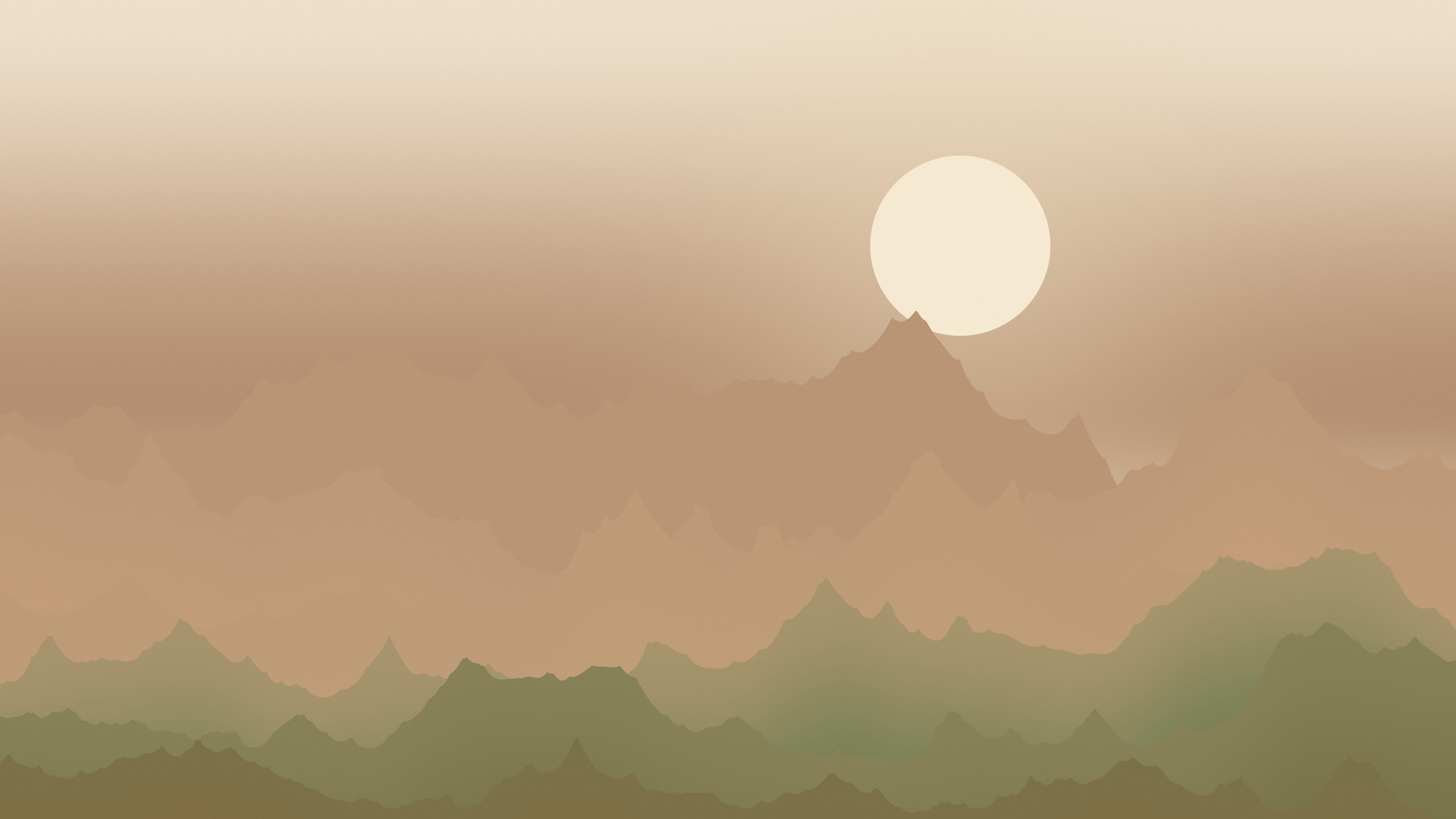 Earth Tone Minimalist Mountain Landscape desktop wallpaper in 4K