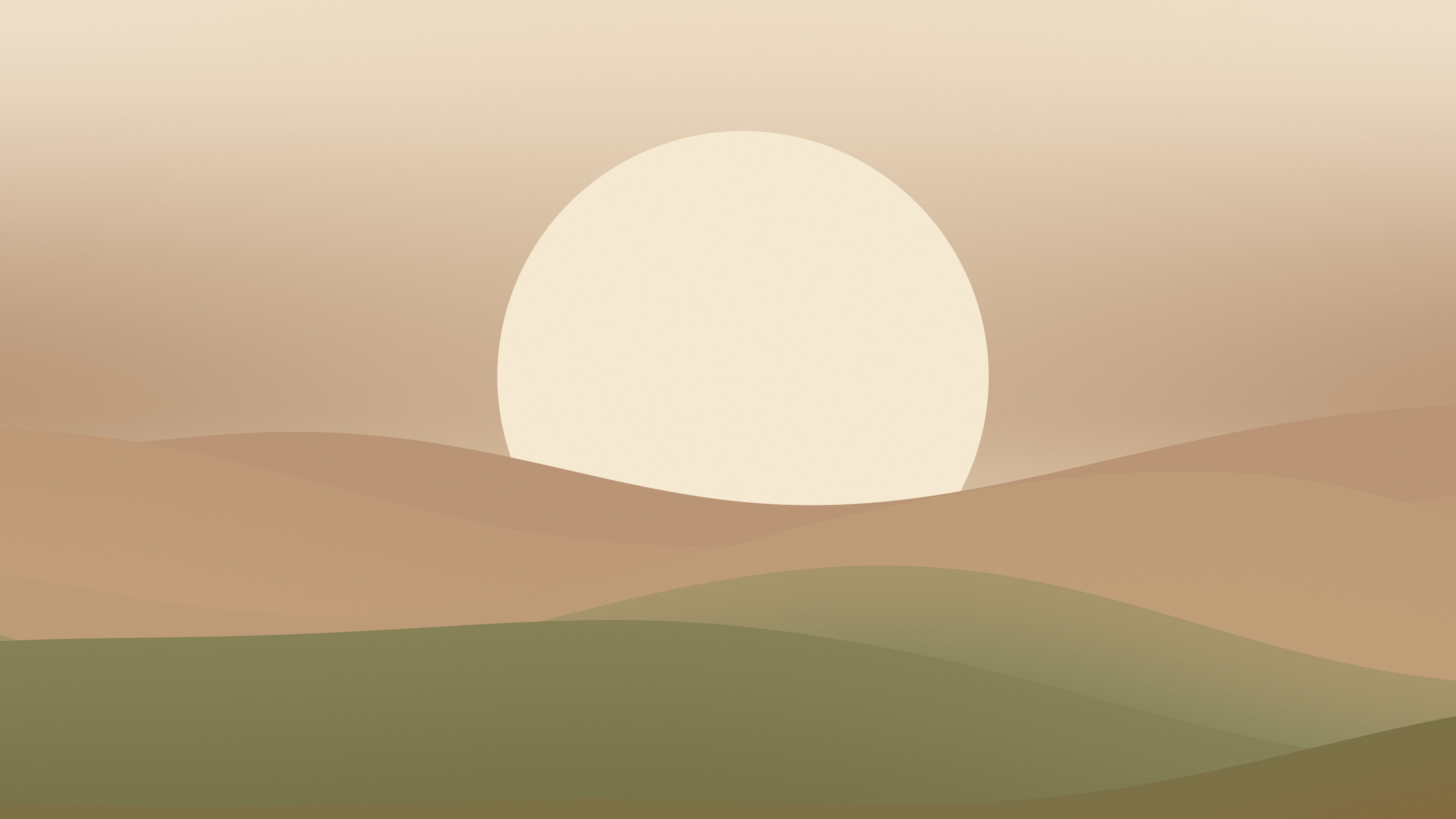 Earth Tone Minimalist Sunset Hills desktop wallpaper in 4K