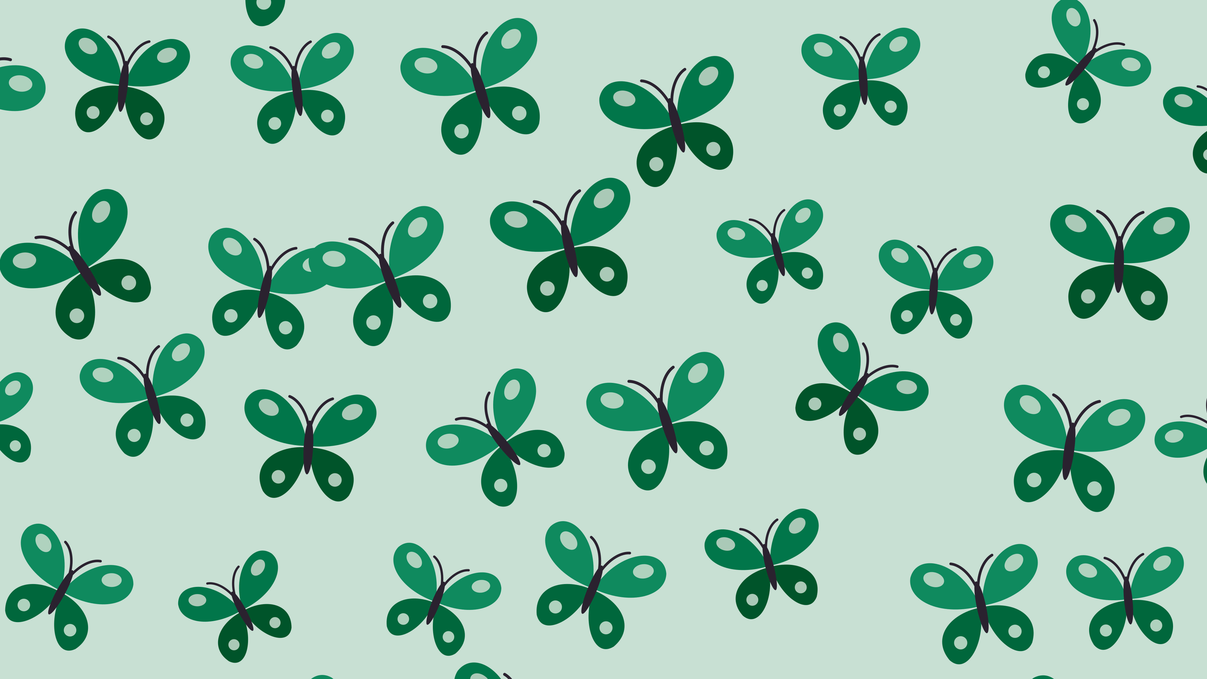 Emerald Butterfly Pattern desktop wallpaper in 4K