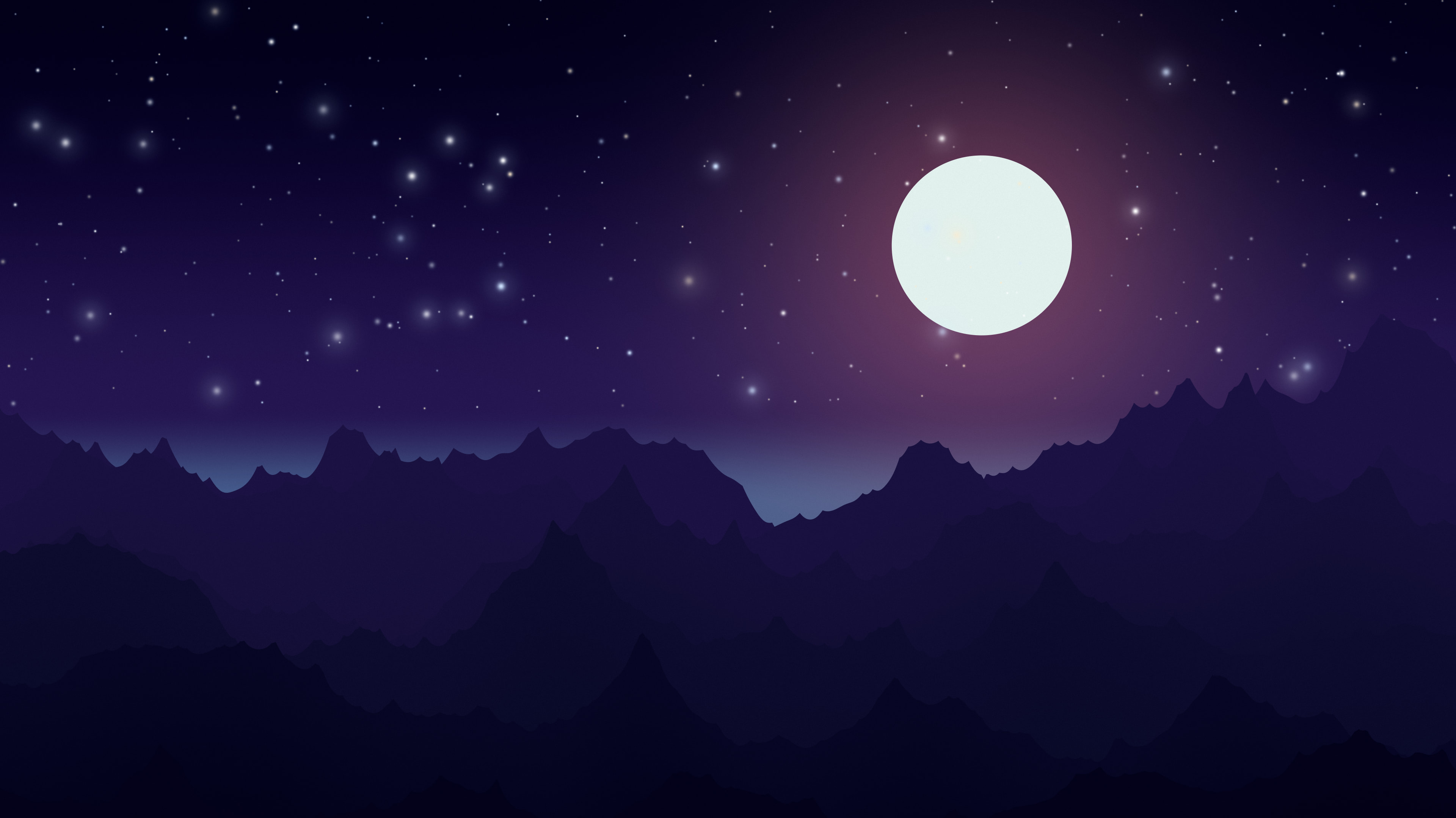Galaxy Minimalist Mountain Landscape desktop wallpaper in 4K